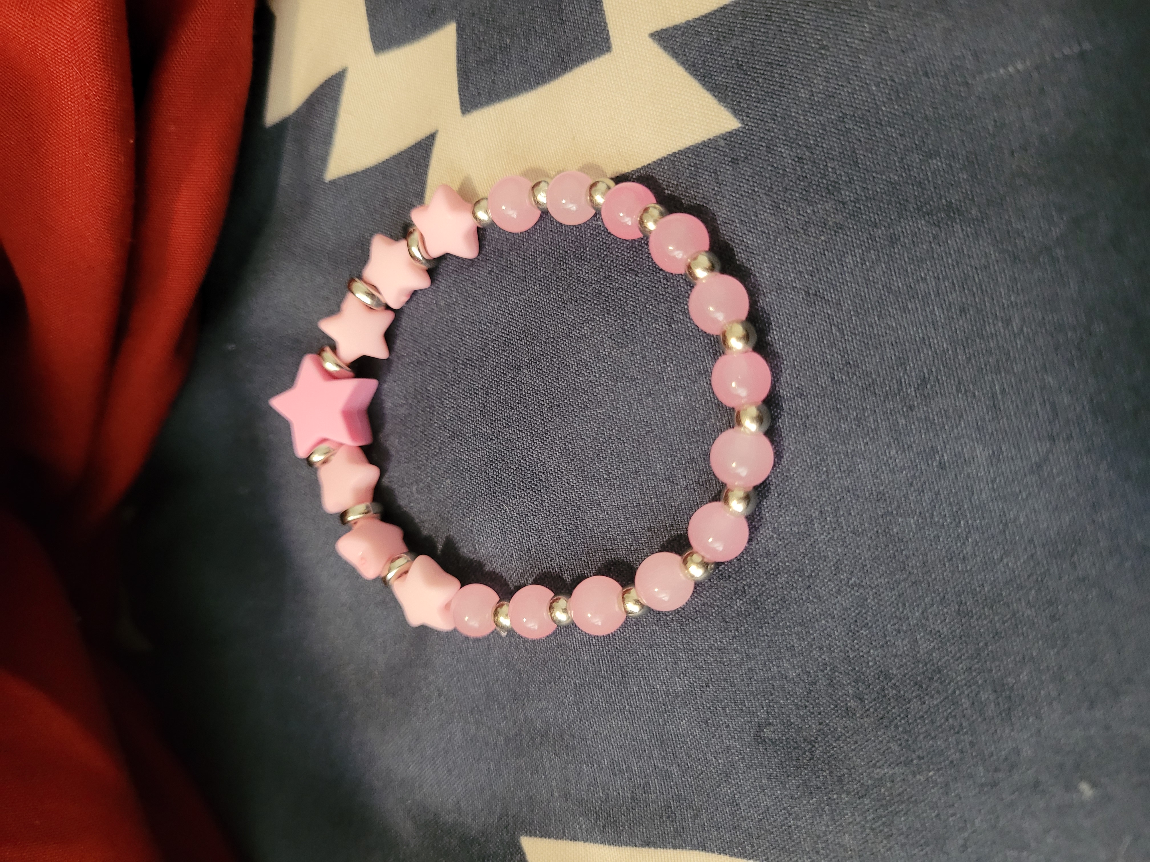 Pink Star Beaded Bracelet