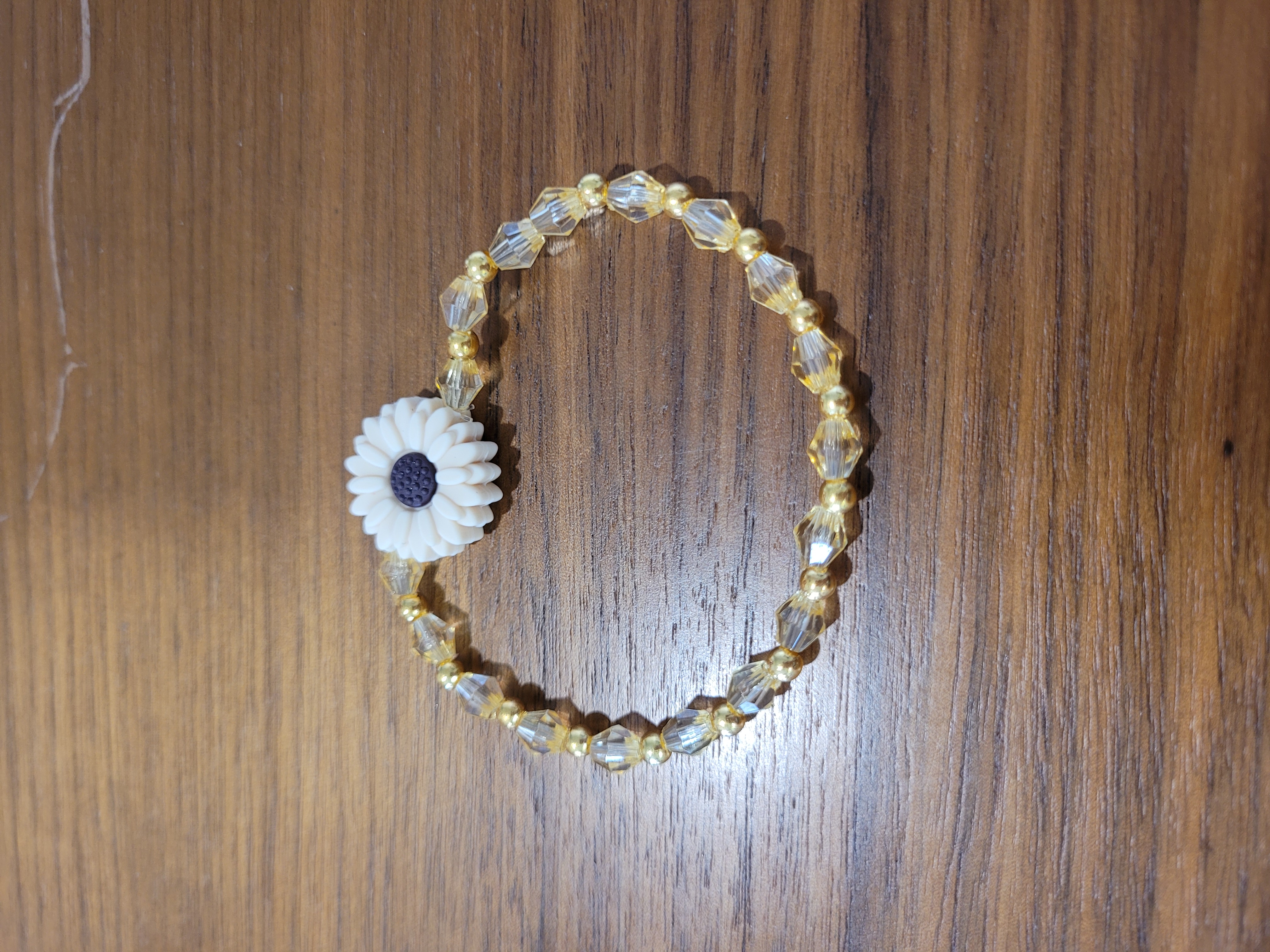 Light Brown Flower Beaded Bracelet