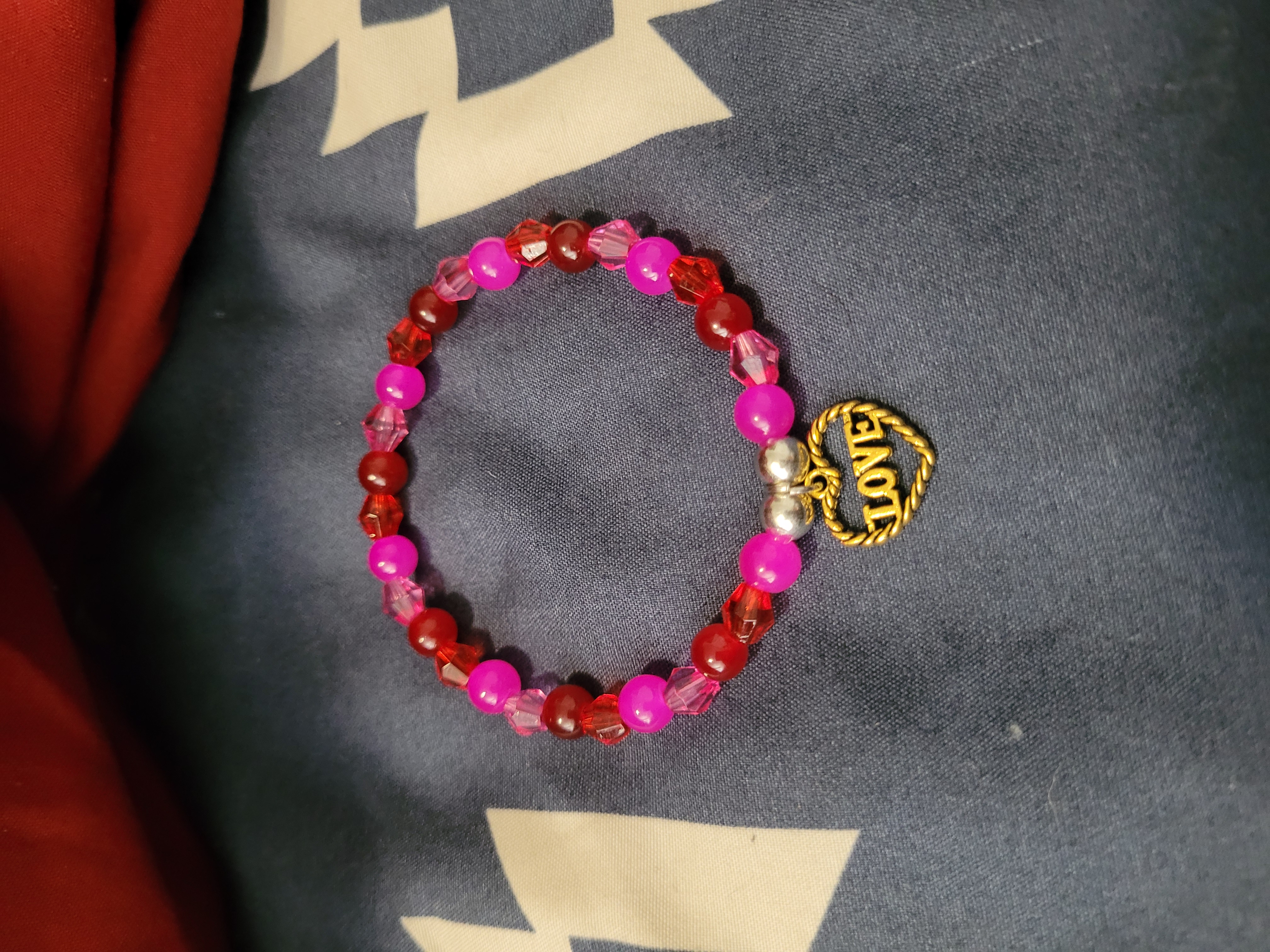 Beaded 'Love' Charm Bracelet
