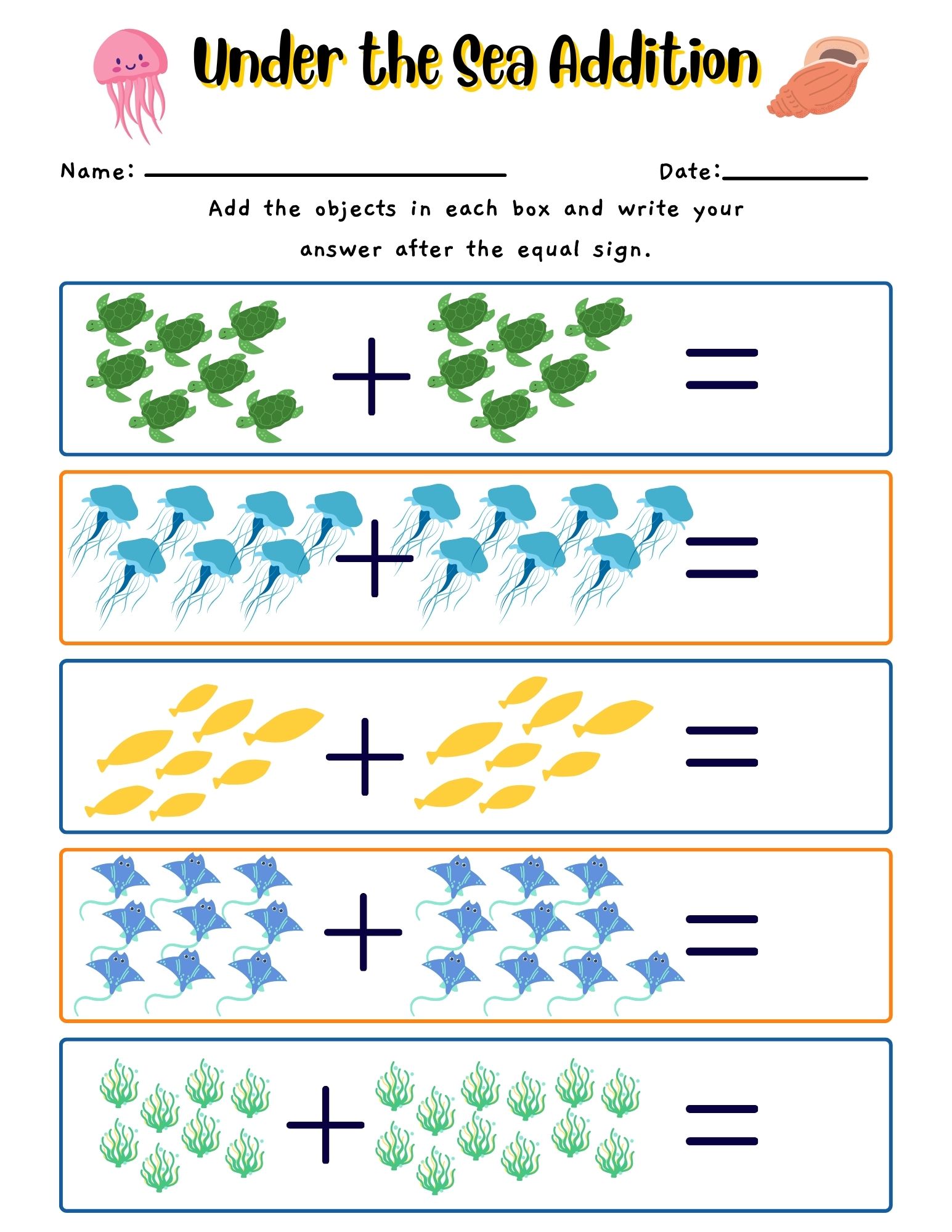 Add Objects Worksheets