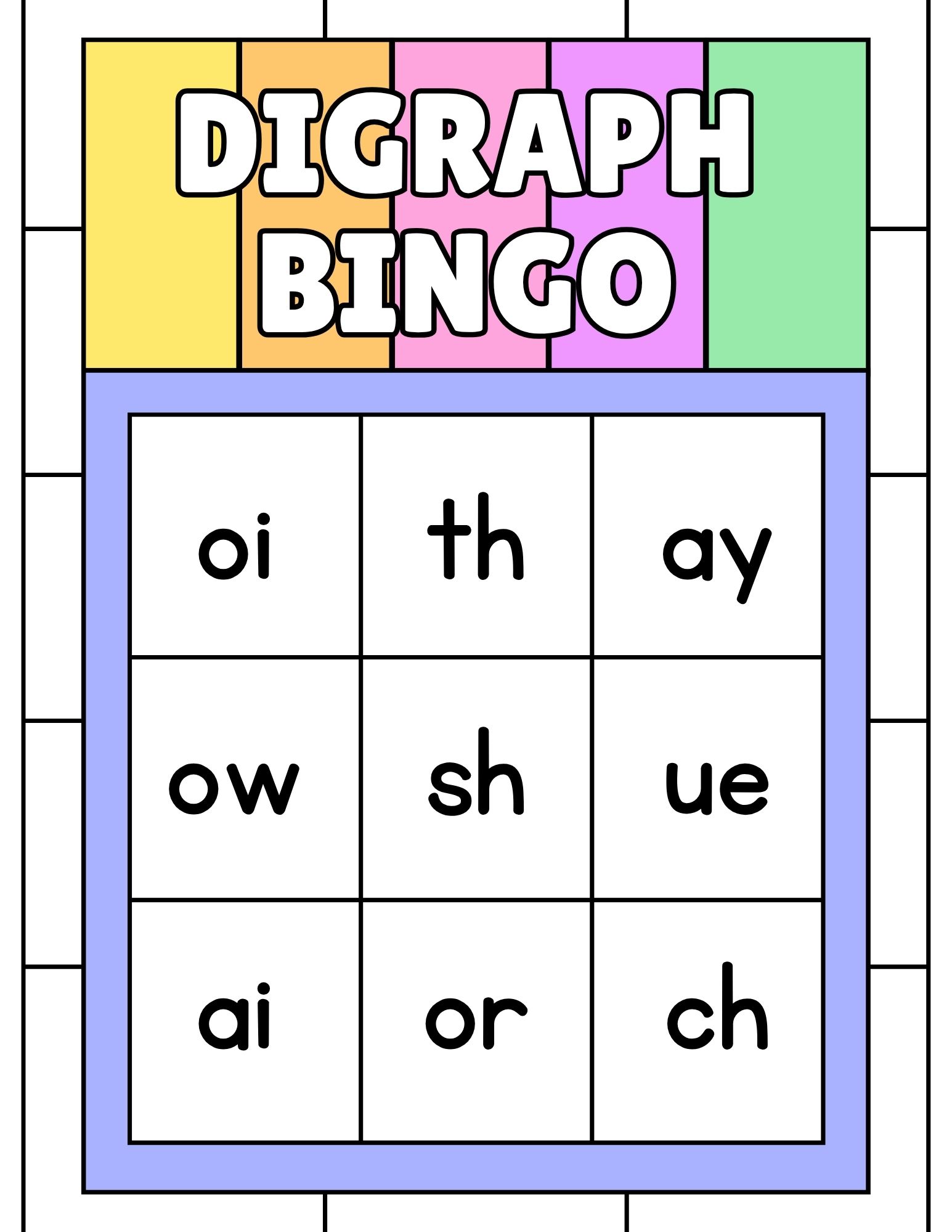 Digraph ck, tch, ch, sh, th, and wh