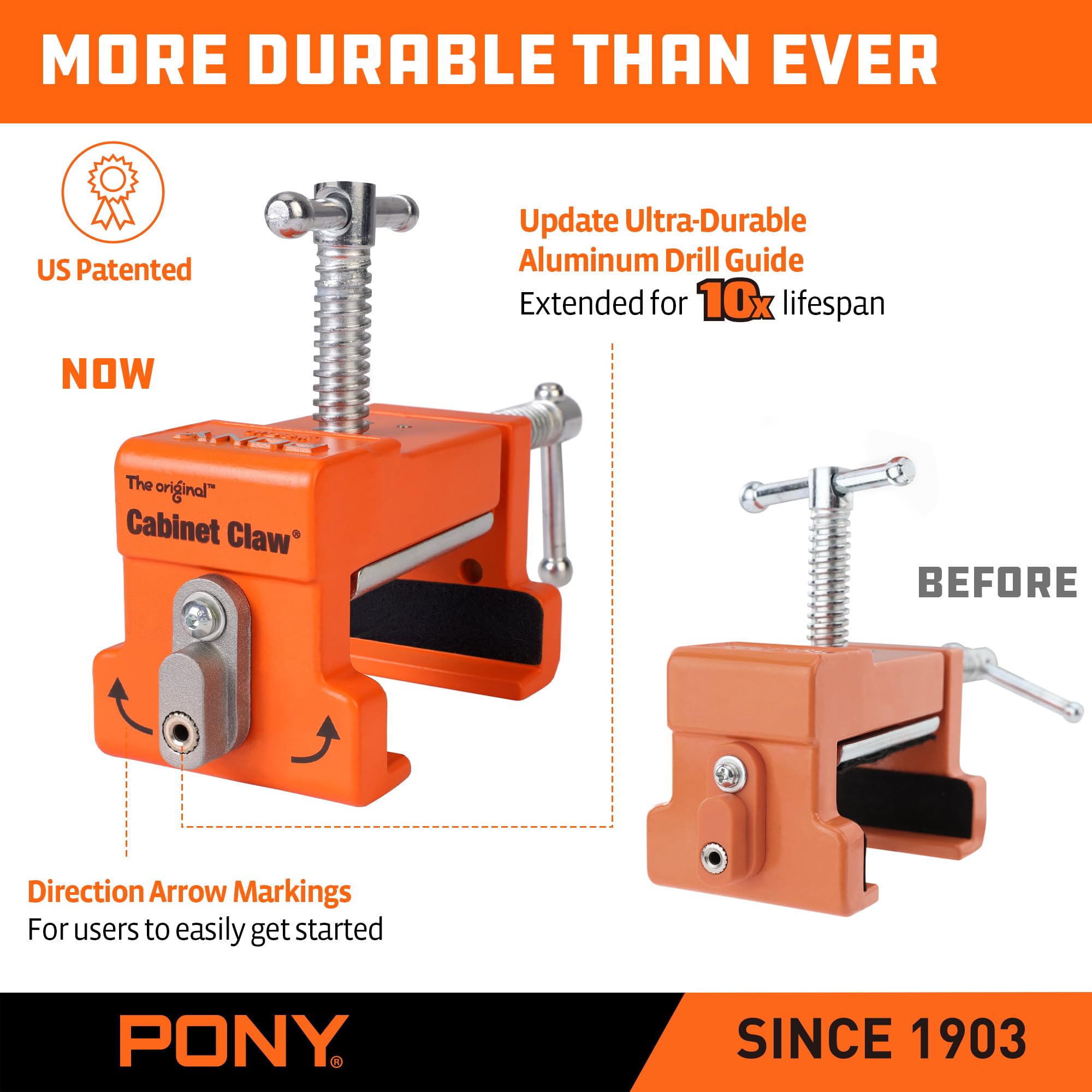 PONY 4-Pack Original Cabinet Clamps, 8510 Cabinet Claw, Face Frame Clamps for Installing Cabinets, 440 lbs Load Limited