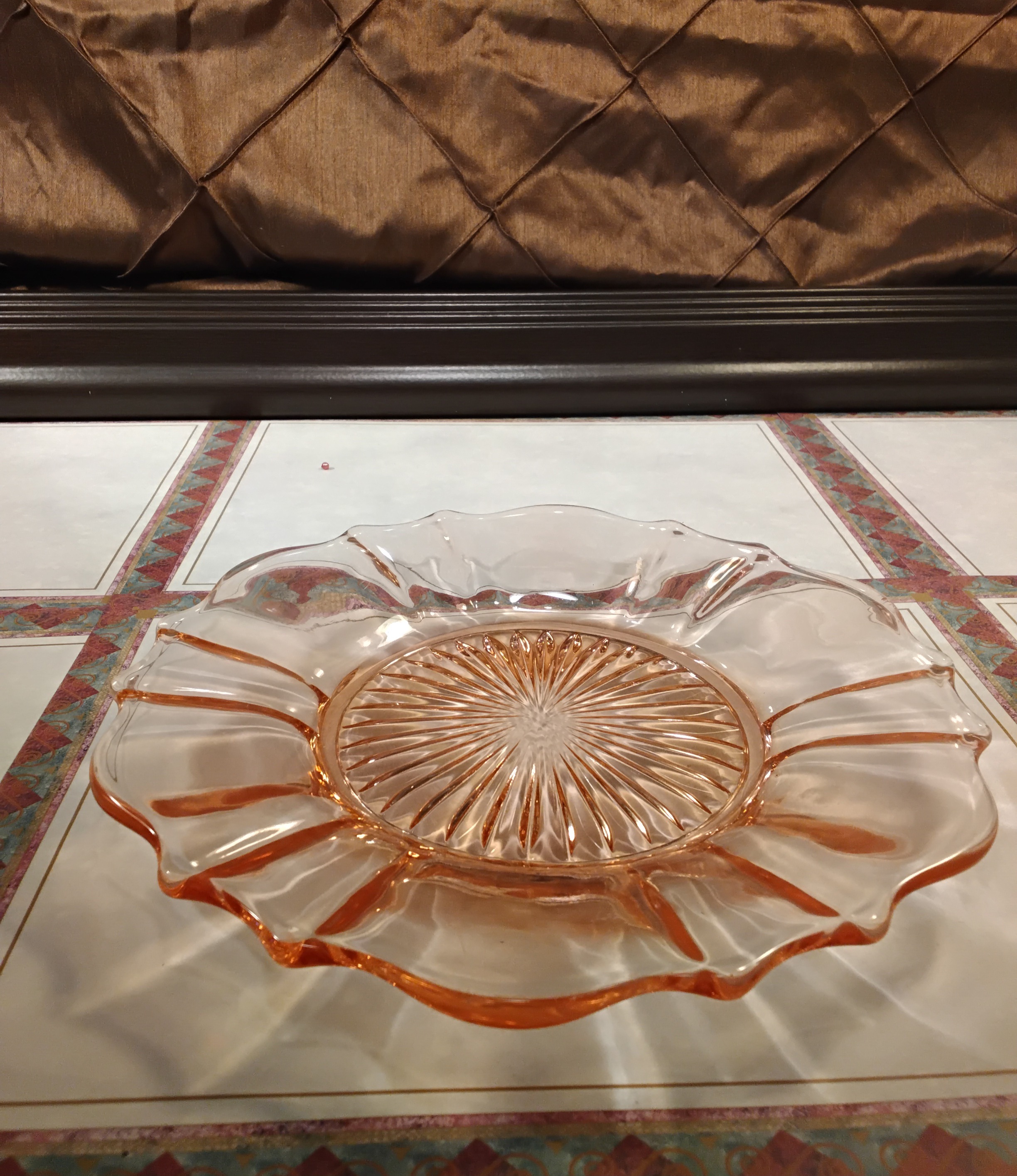 1930's Hocking's "Miss America Pattern" Pink Opal Glass Plate- Pink Depression