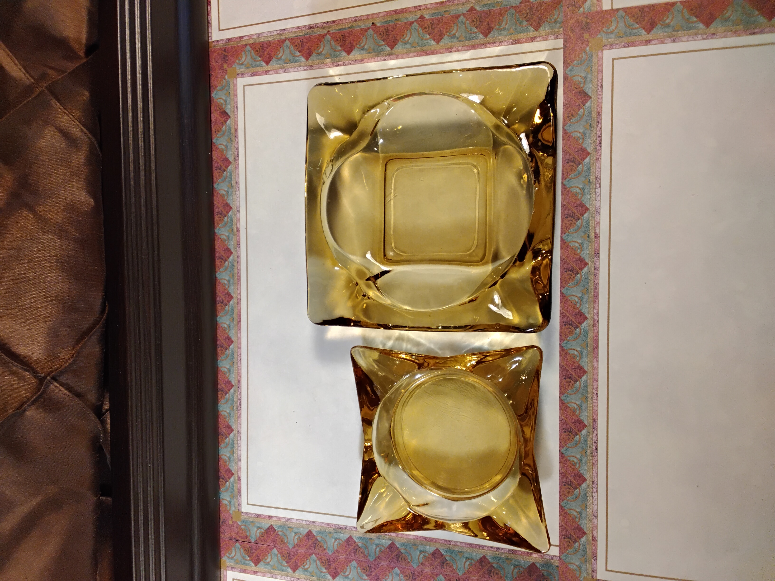 Vintage Anchor Hocking Amber Glass Ashtrays - Restored 2 Piece Set