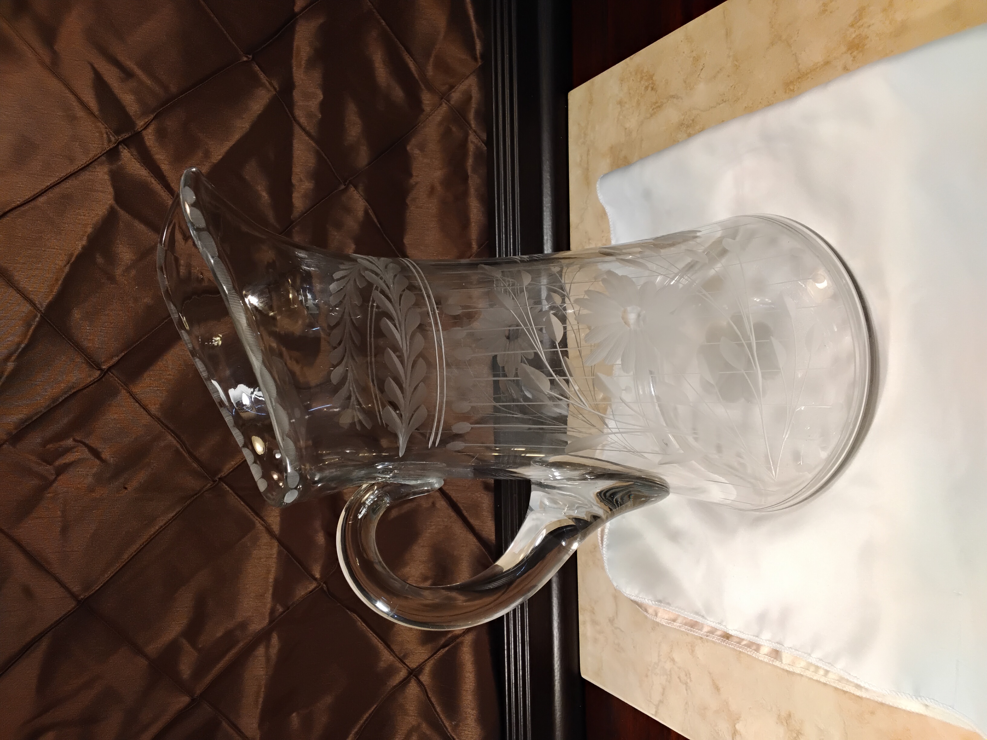 Vintage Elegant Glass Pitcher - Hughes Cornflower Style 