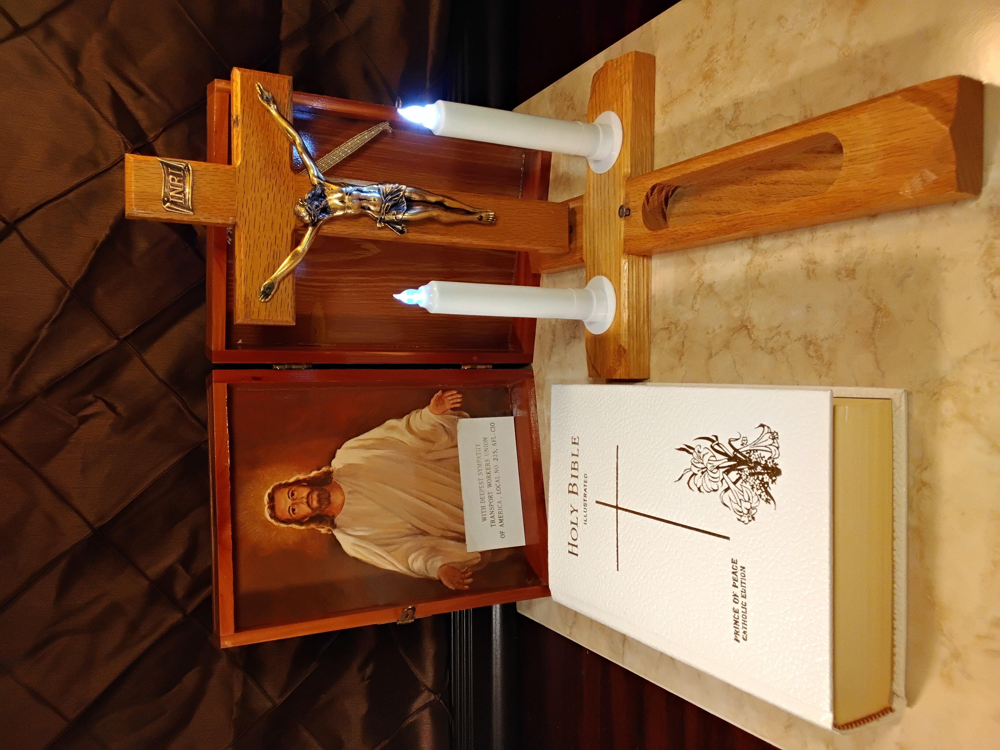 Miniature At Home Prayer Alter -  Bible & Cross 5 Piece Set 