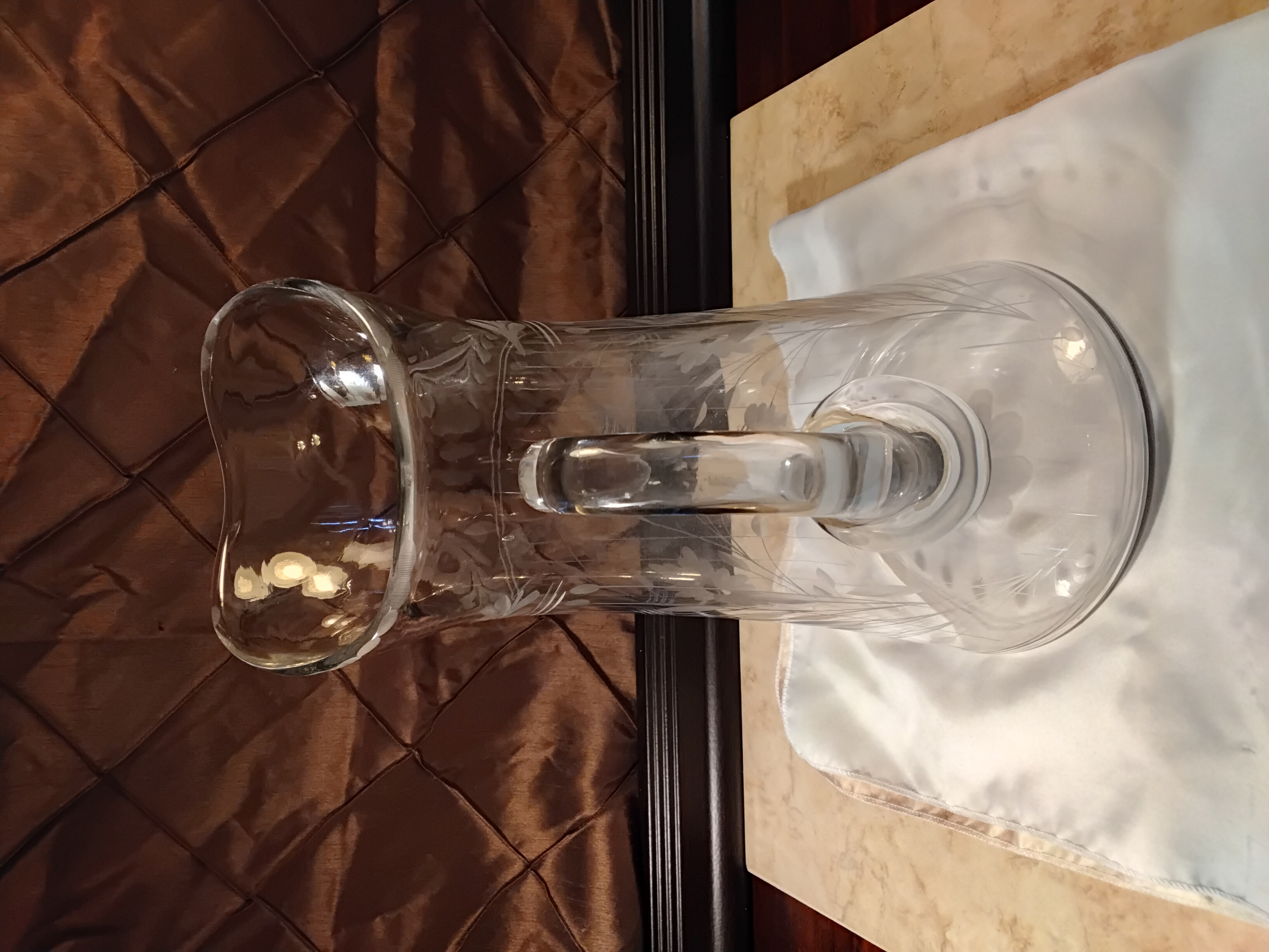 Vintage Elegant Glass Pitcher - Hughes Cornflower Style 