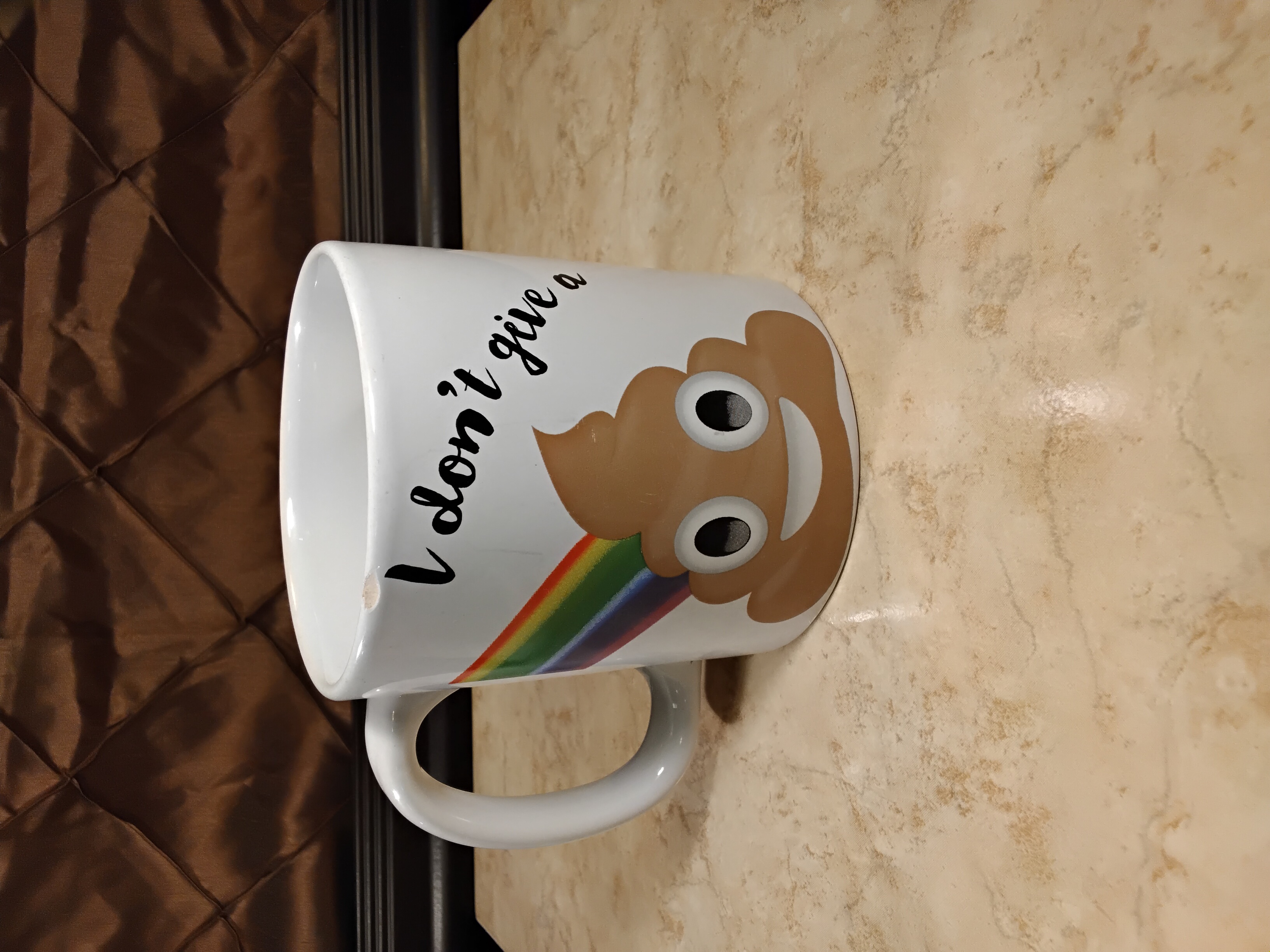 Rue Décor Emoji Coffee Mug - I Don't Give A Poop Emoji & Rainbow 