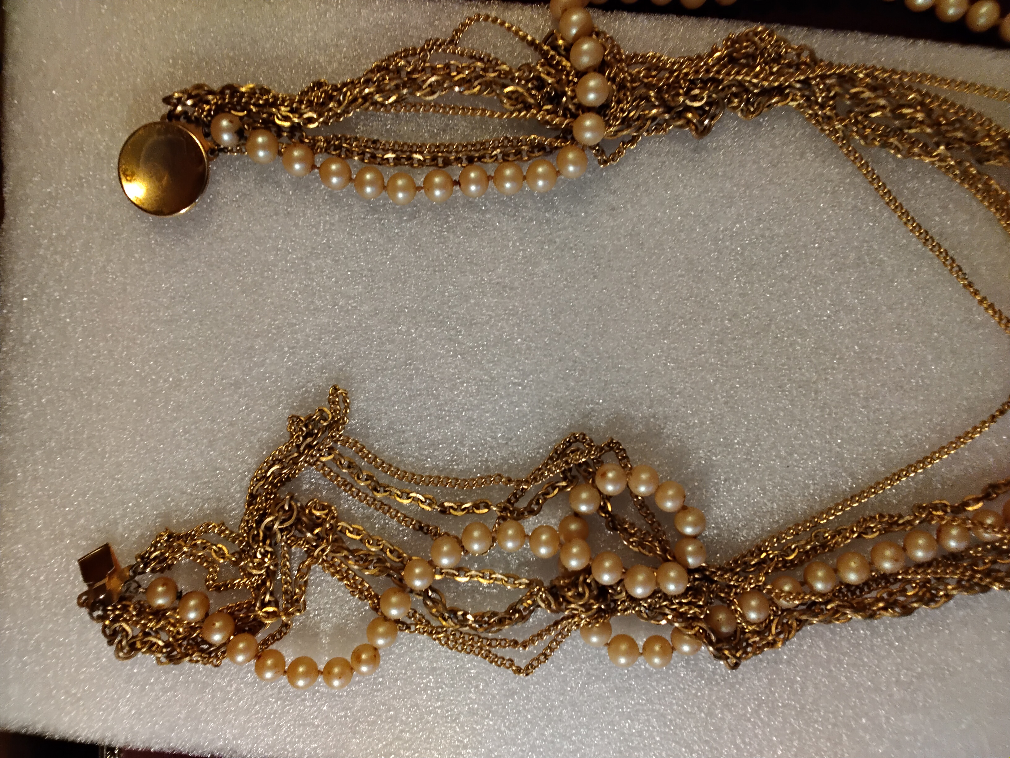 Multi Layered Gold & Perals Necklaces 