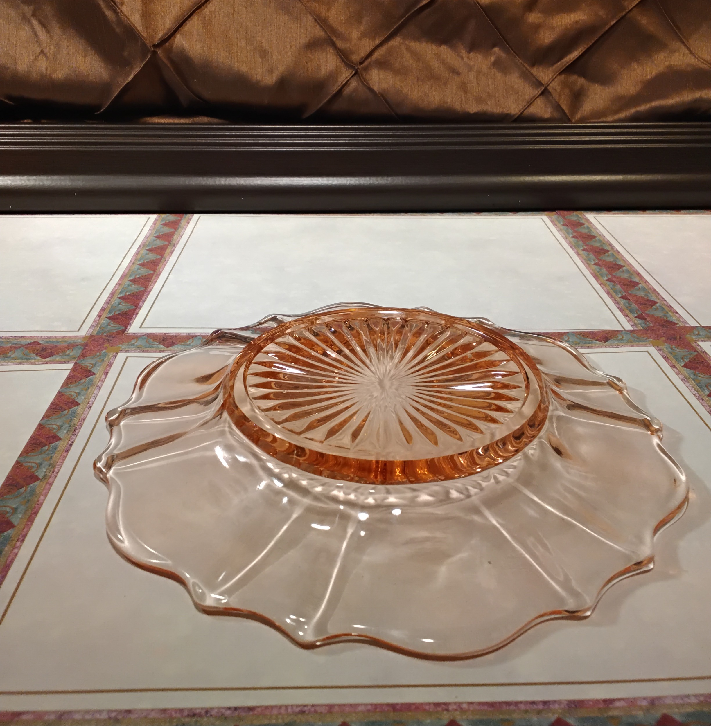 1930's Hocking's "Miss America Pattern" Pink Opal Glass Plate- Pink Depression