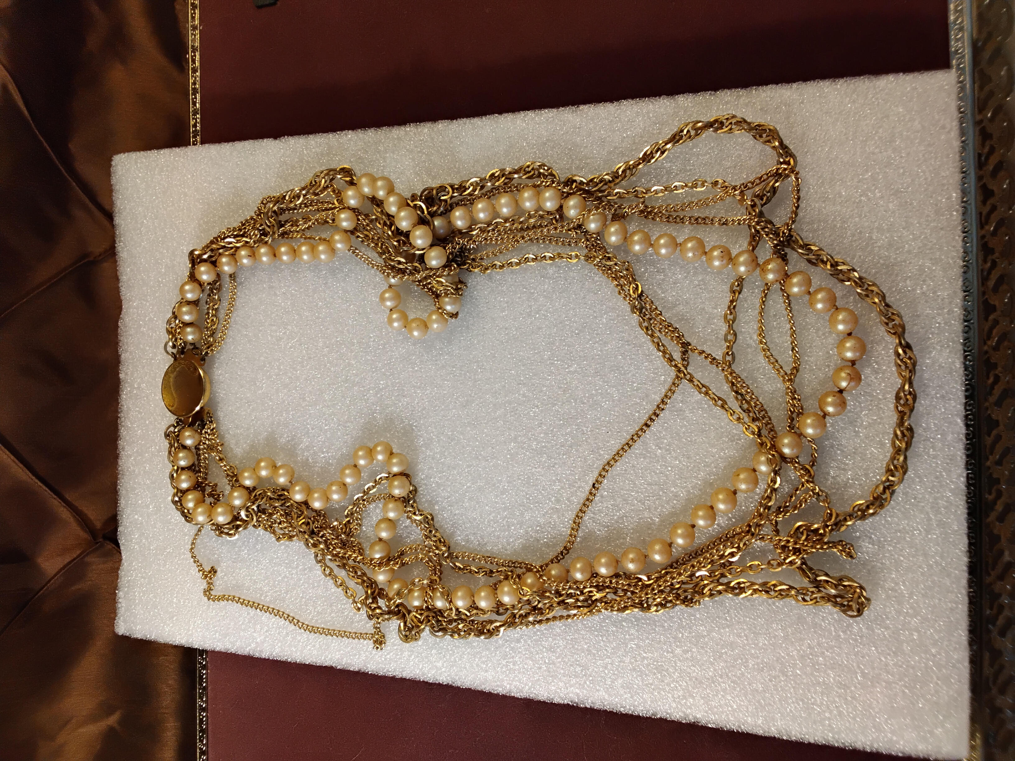 Multi Layered Gold & Perals Necklaces 
