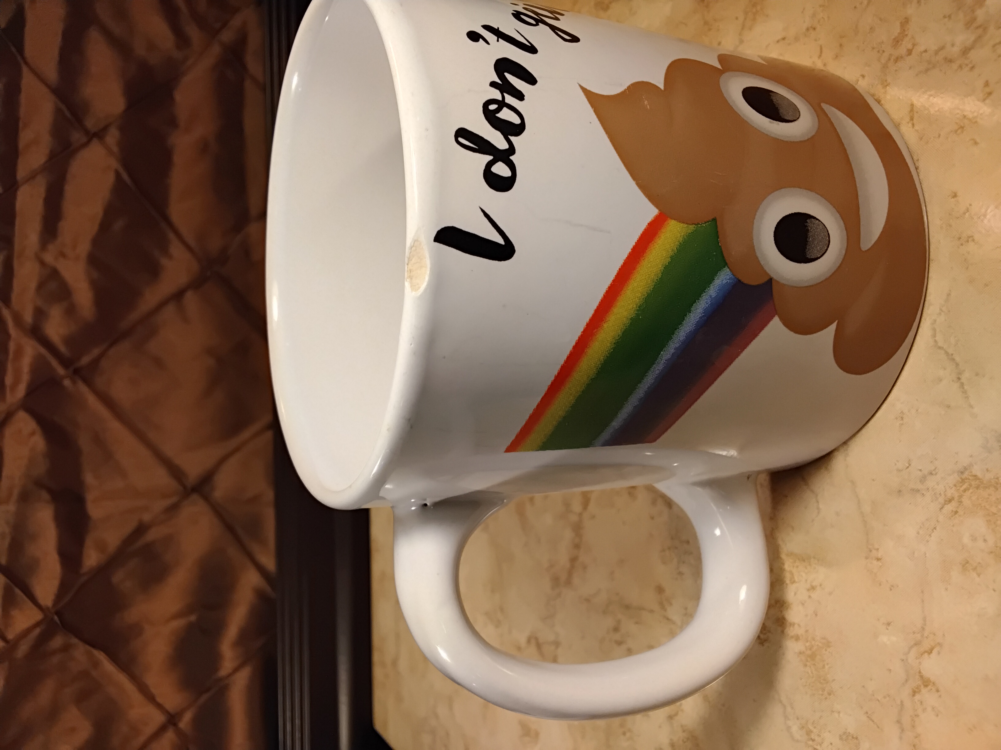 Rue Décor Emoji Coffee Mug - I Don't Give A Poop Emoji & Rainbow 