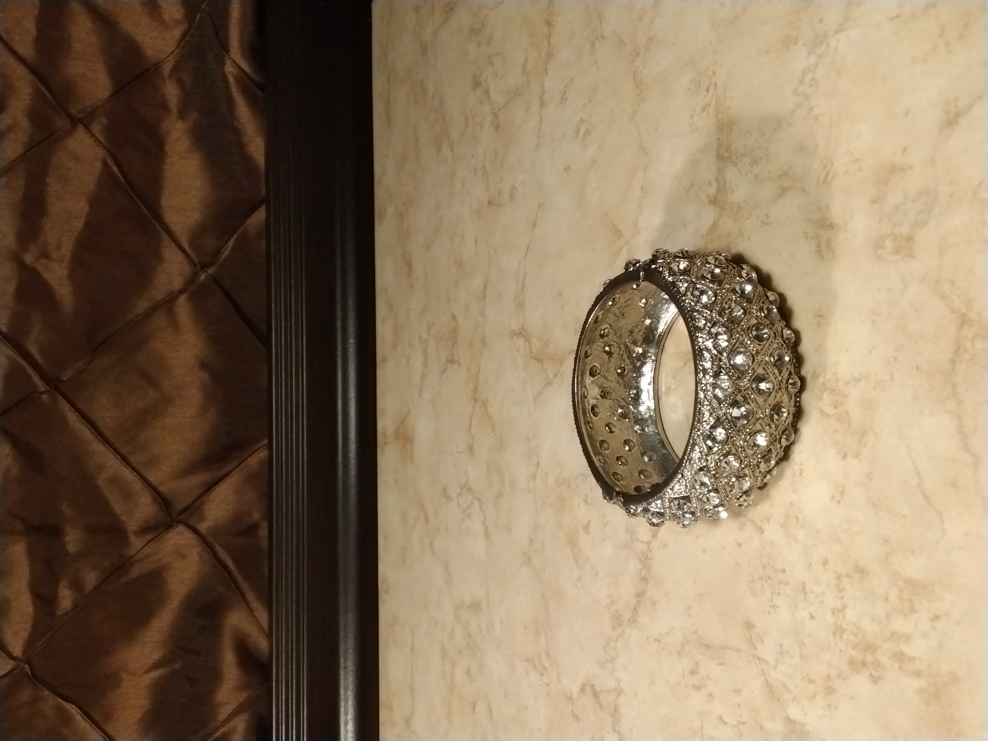 Vintage Heavy Rhinestone Lattice Clamper Bracelet | Unsigned