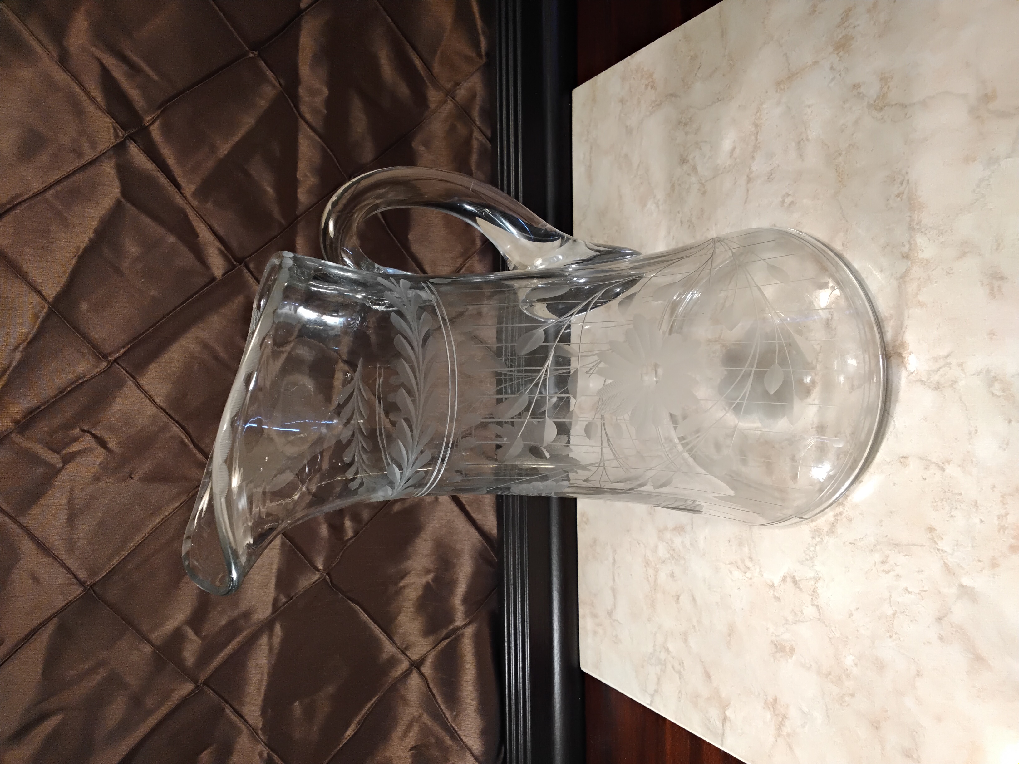 Vintage Elegant Glass Pitcher - Hughes Cornflower Style 