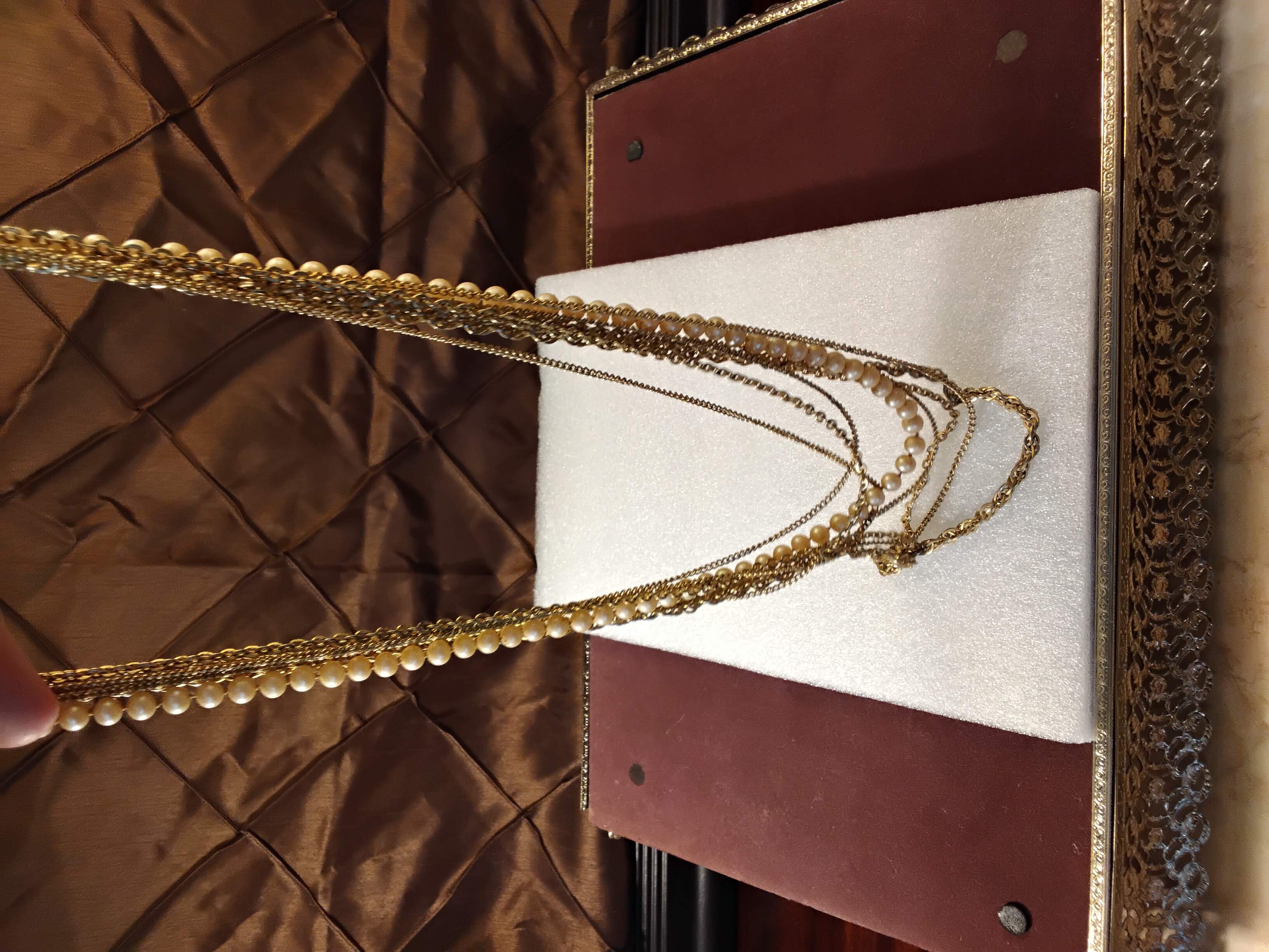 Multi Layered Gold & Perals Necklaces 