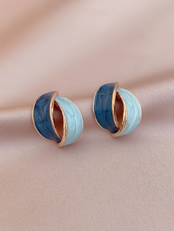 Elegant Two-Tone Enamel Stud Earrings