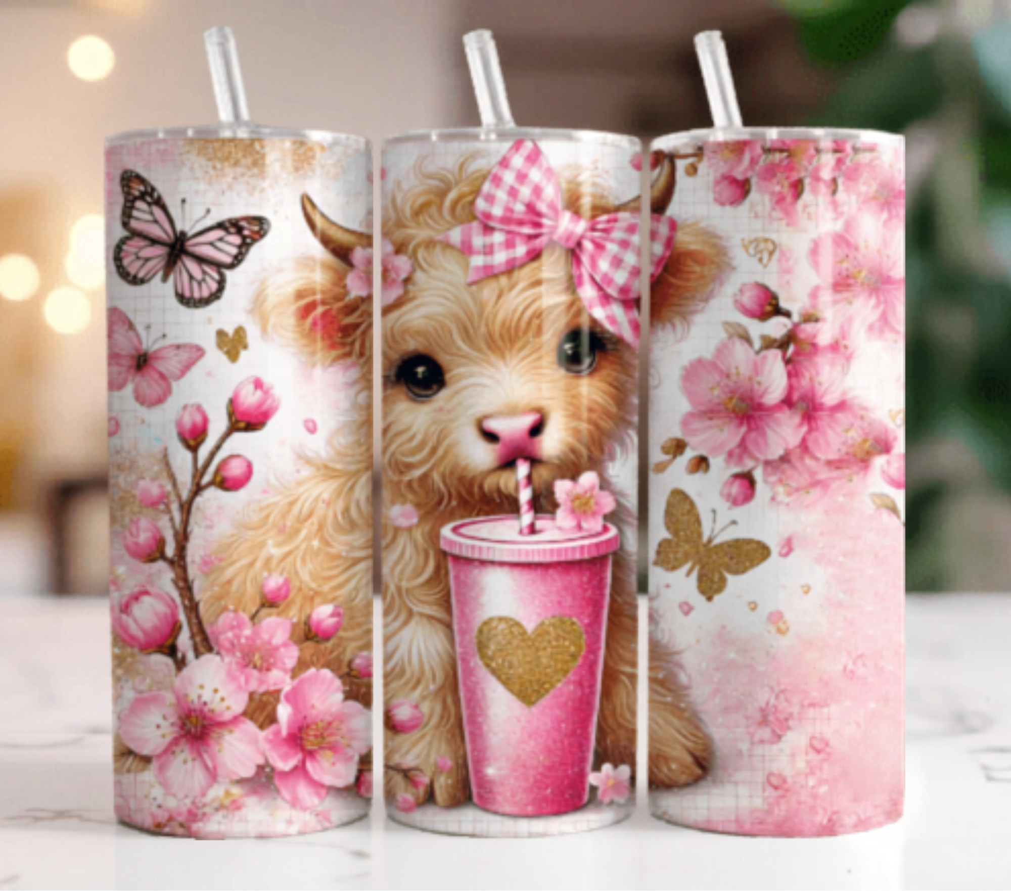 Cute Cow Floral Tumbler