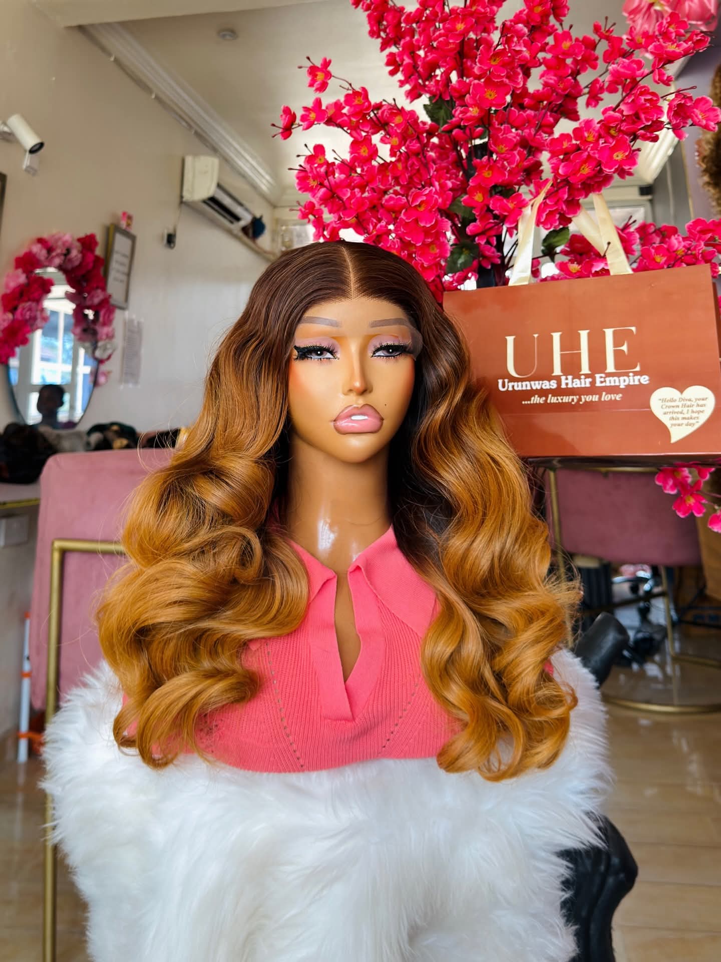 Single donor wavy in Bronze Blonde. 18"" paired with a 6x6 closure