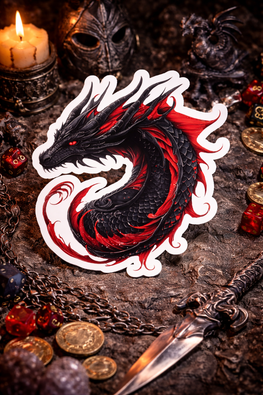 Red & Black Dragon Sticker