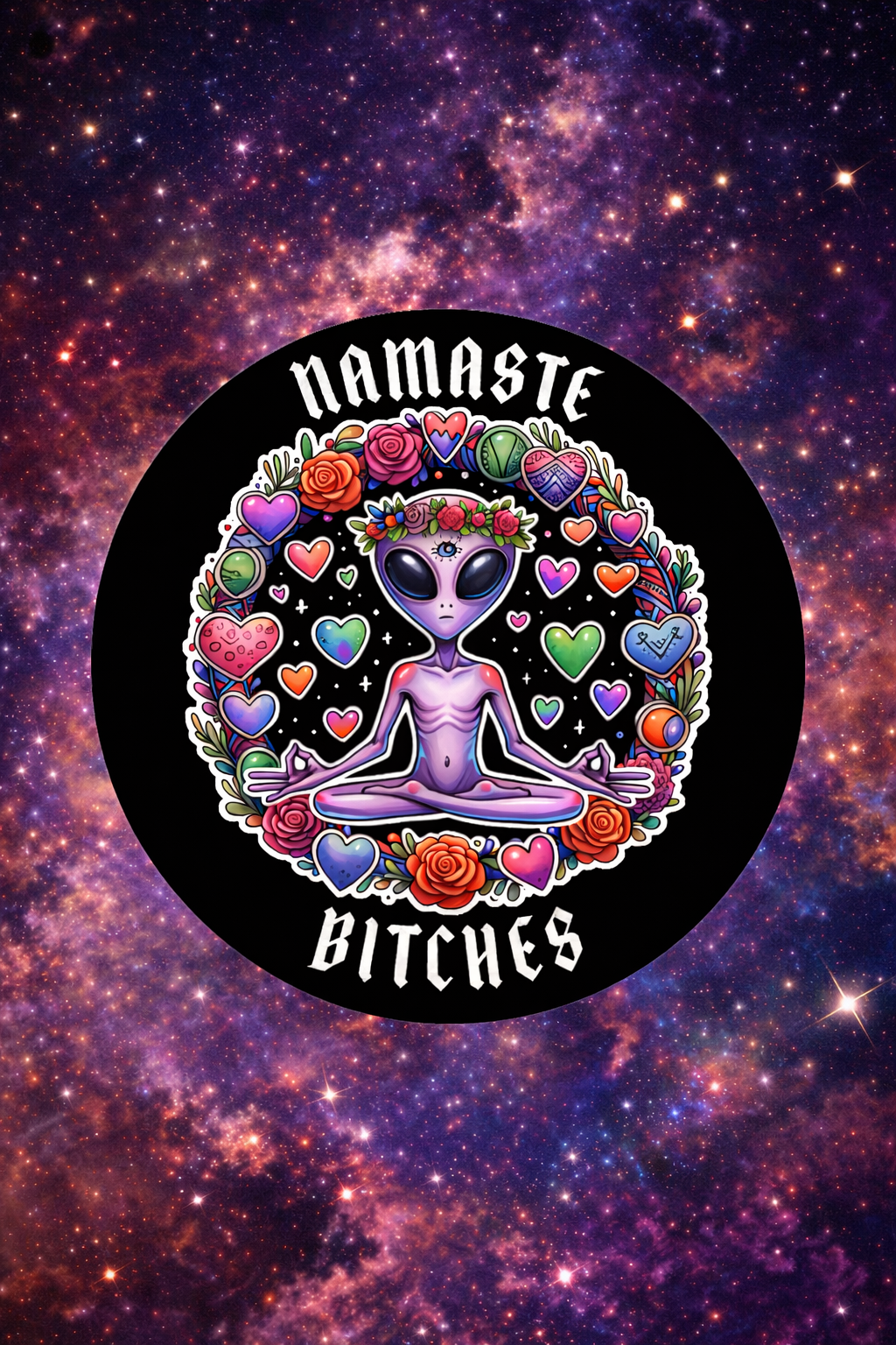 Namaste Alien Sticker