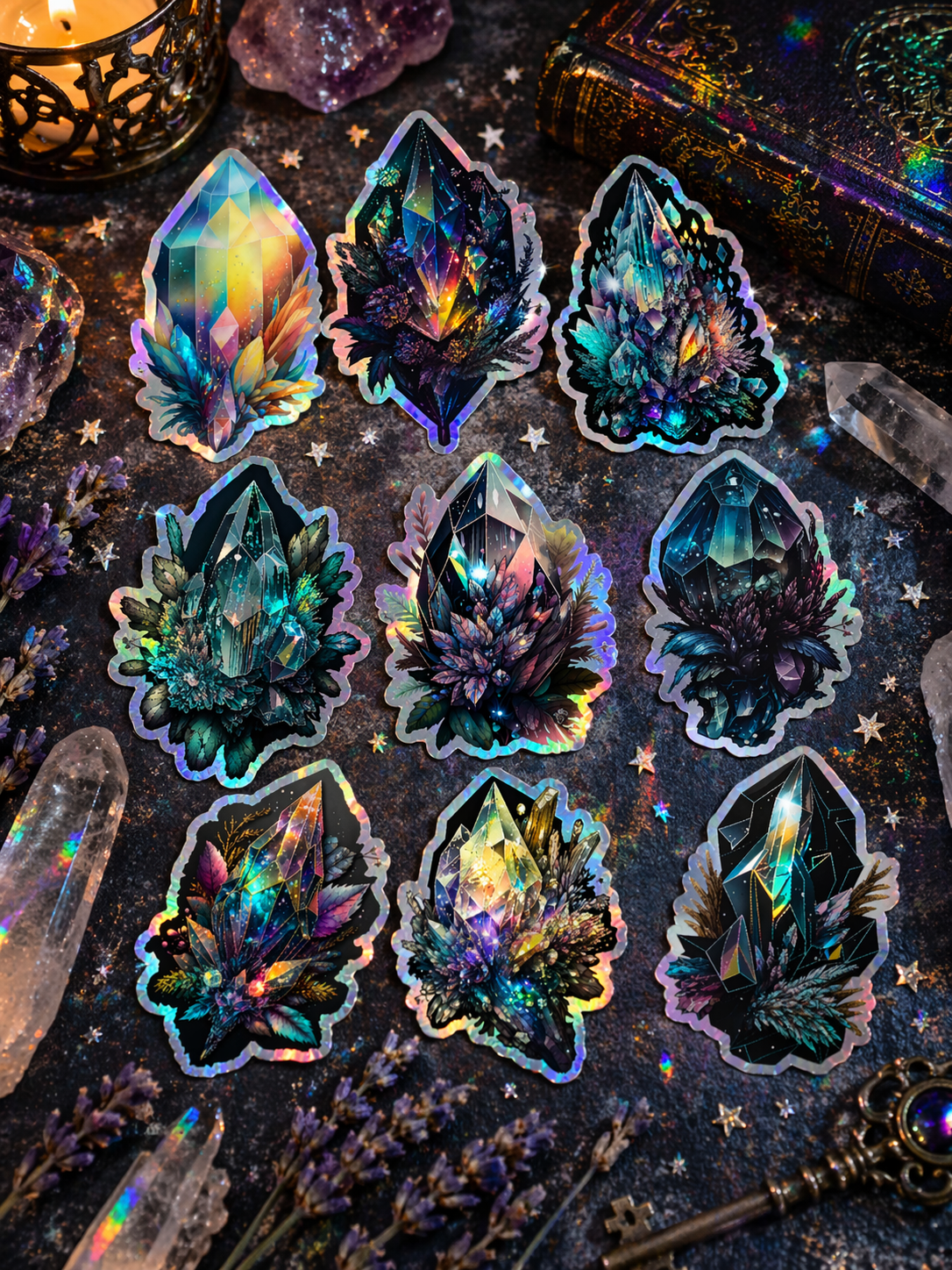 Holographic Crystal Stickers Set
