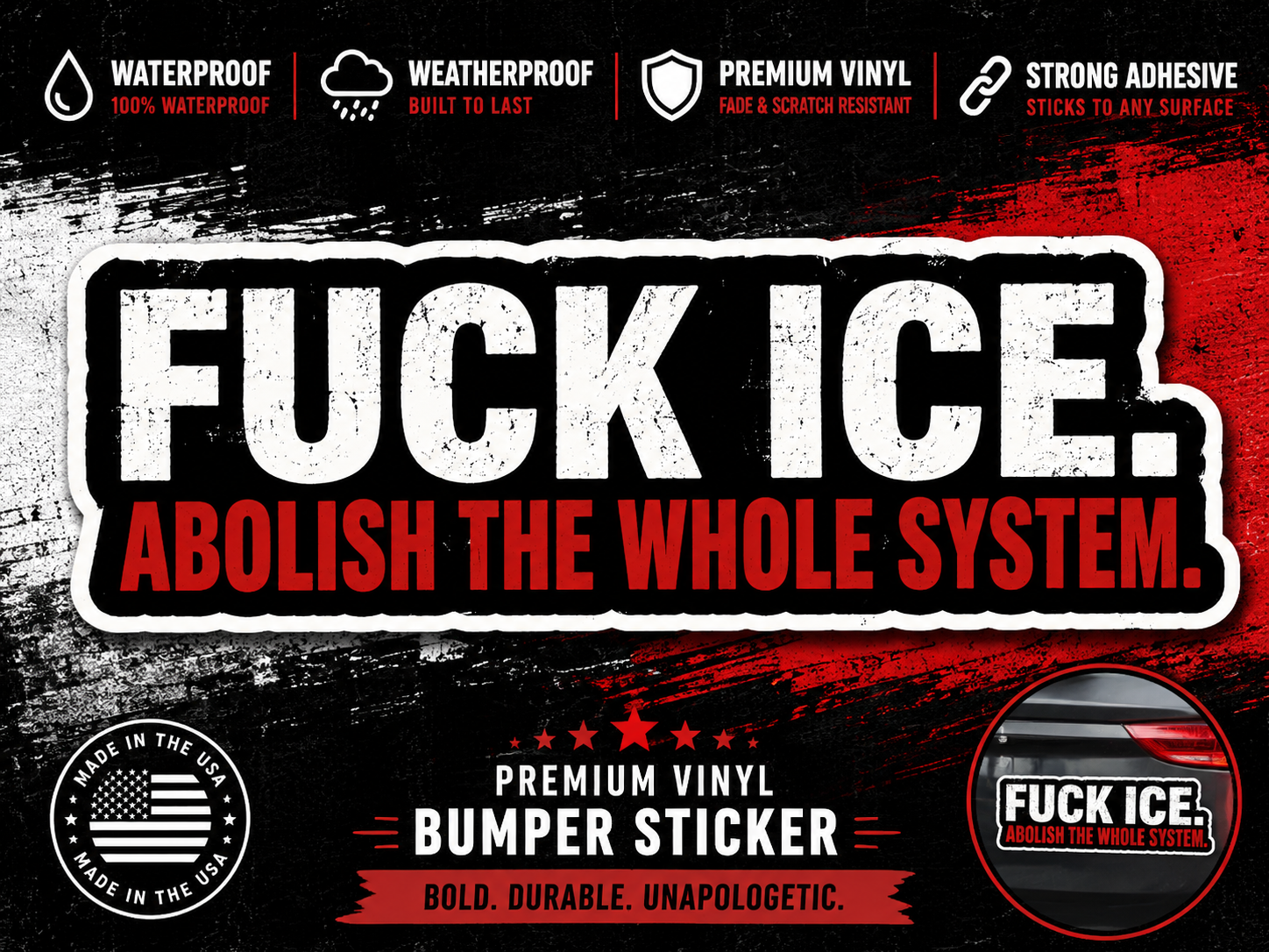 Abolish ICE Vinyl Bumper Sticker