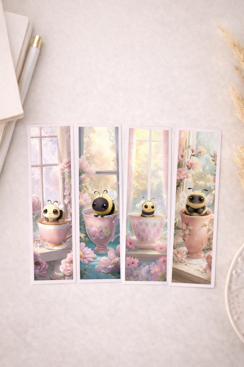 Cute Bee Teacup Bookmarks