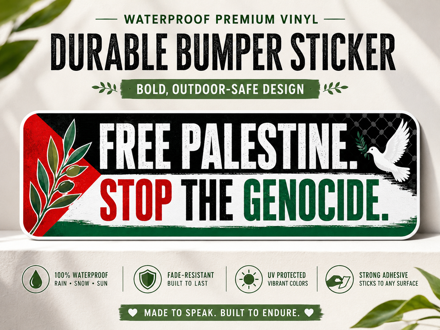 Free Palestine Bumper Sticker