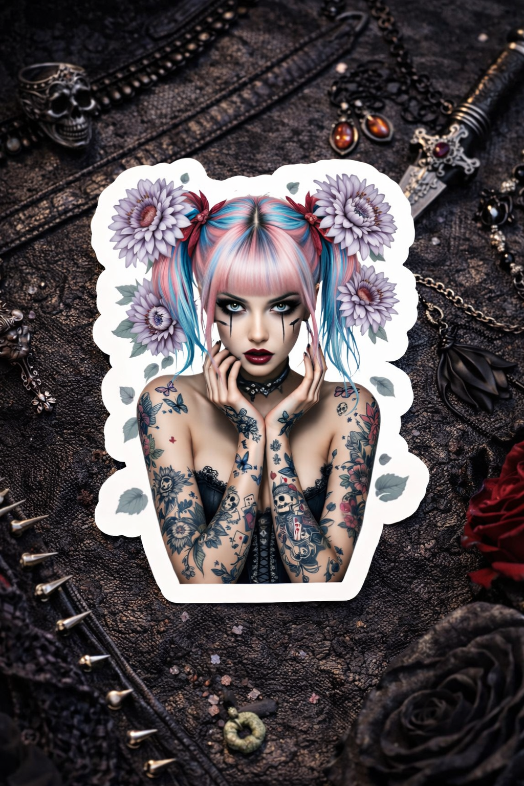 Tattooed Gothic Girl Sticker