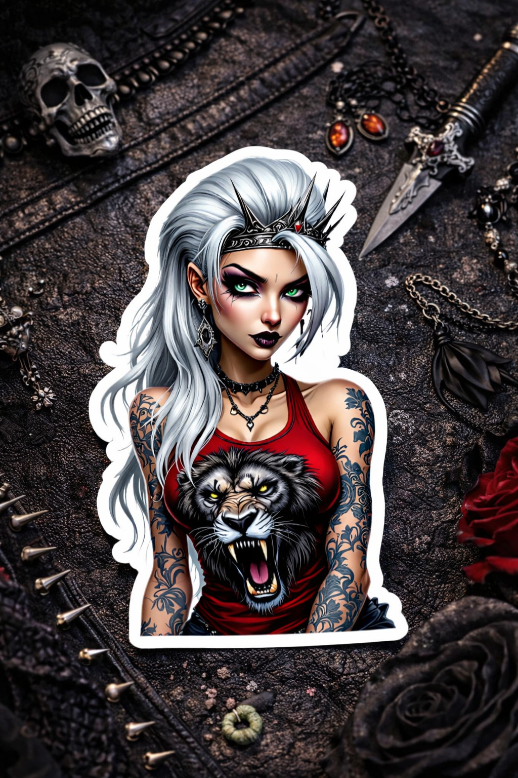 Gothic Lion Lady Sticker