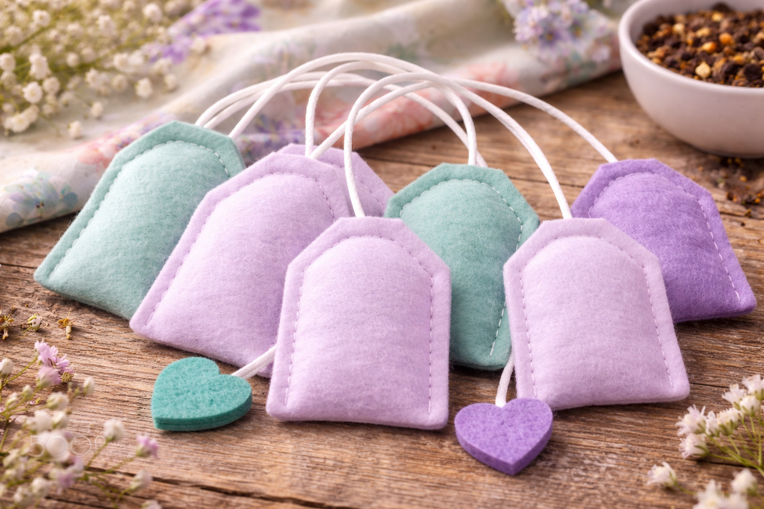 Pastel Felt Tea Bag Sachets
