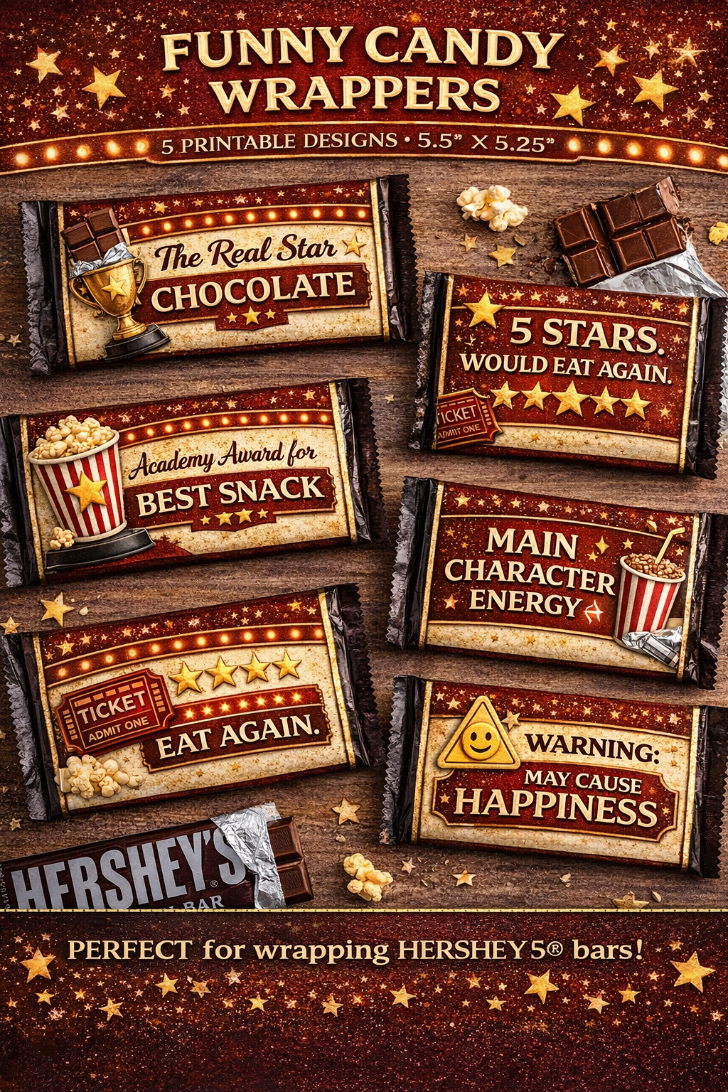 Movie Night Snack Labels Set