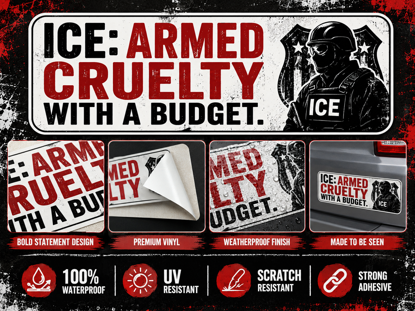 ICE: Armed Cruelty Vinyl Sticker