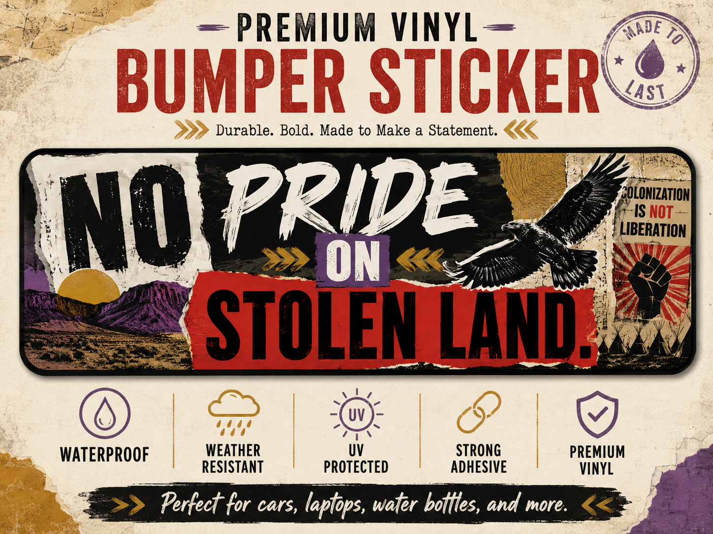 No Pride on Stolen Land Sticker