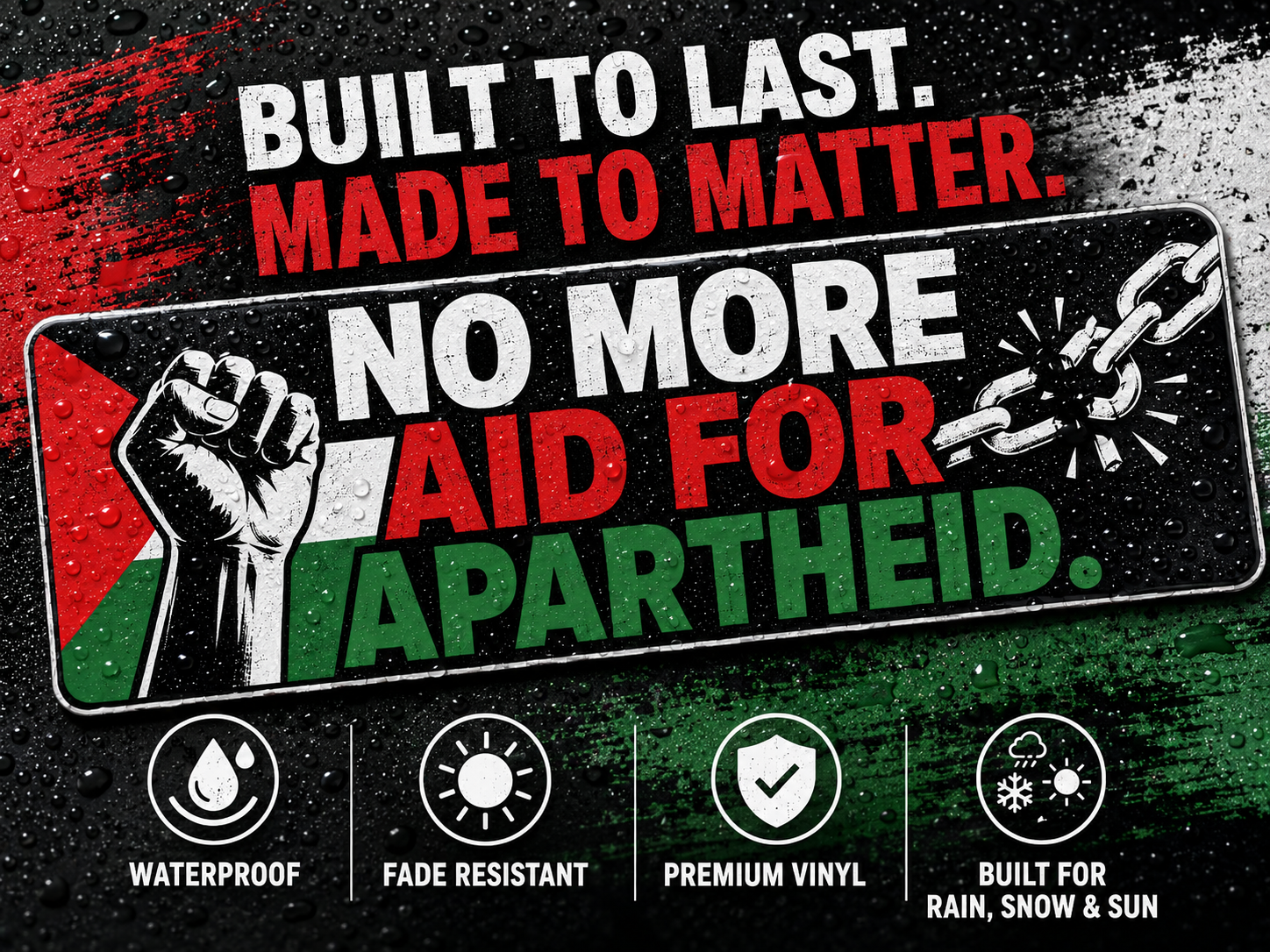 No More Aid For Apartheid Vinyl Bumper Sticker