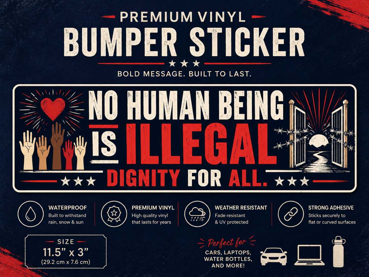 No Human Being is Illegal Vinyl Sticker