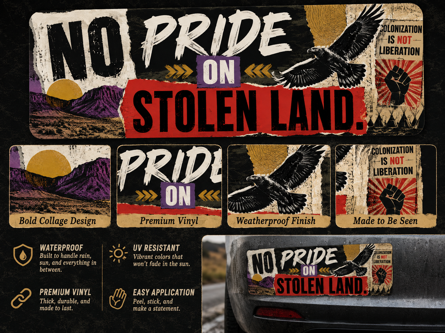 No Pride on Stolen Land Sticker
