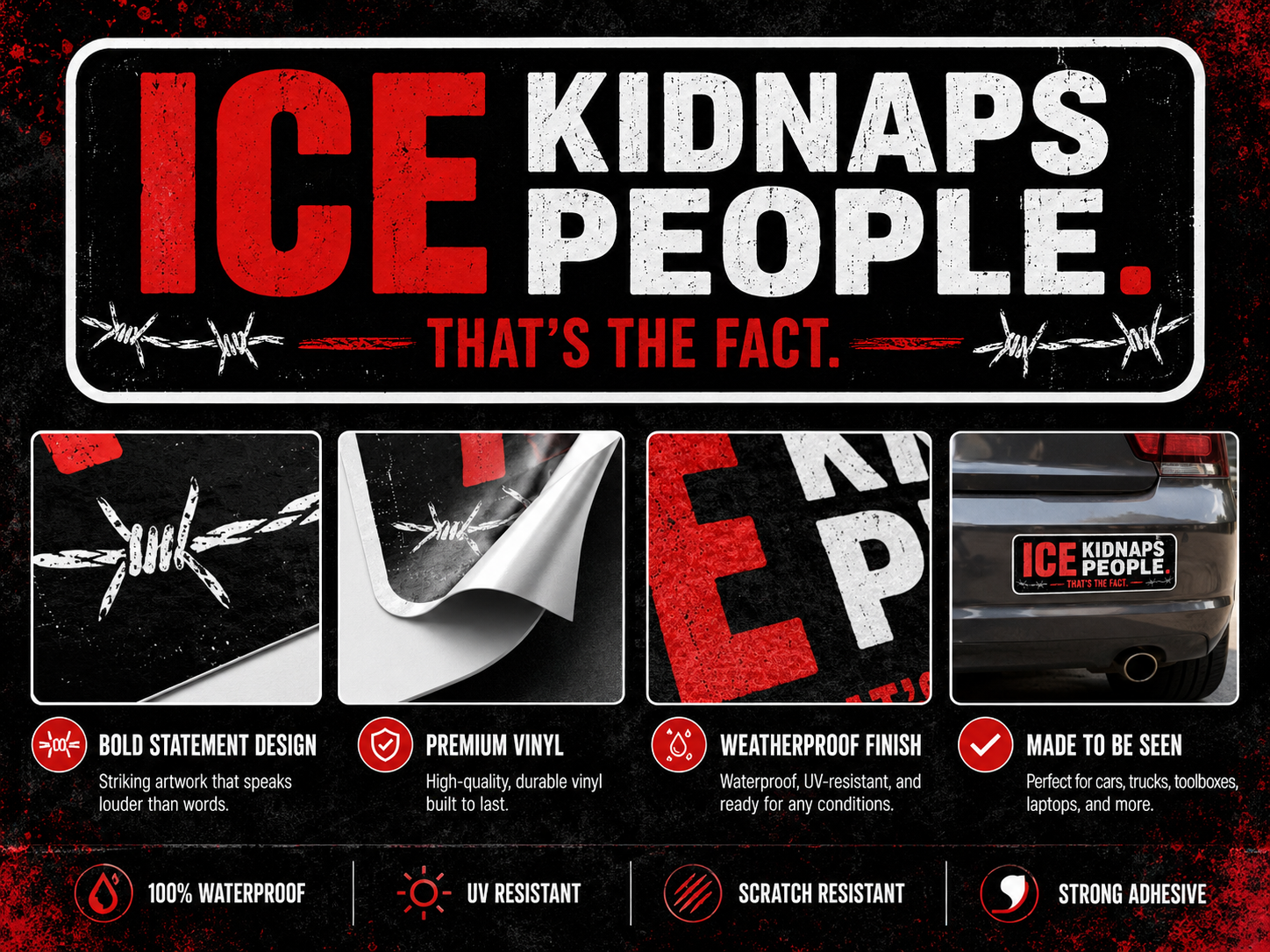 ICE Kidnaps People Premium Vinyl Sticker