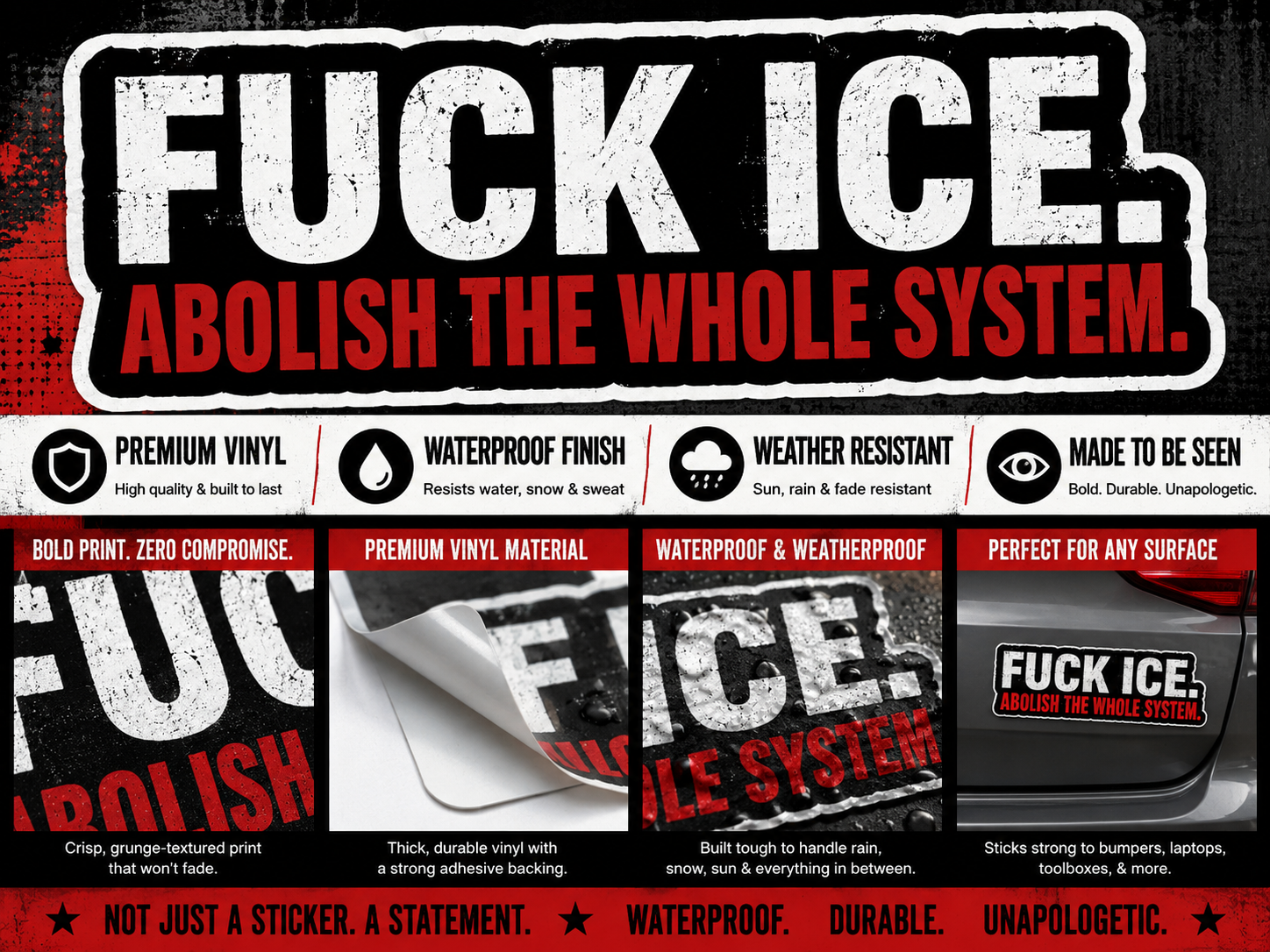 Abolish ICE Vinyl Bumper Sticker