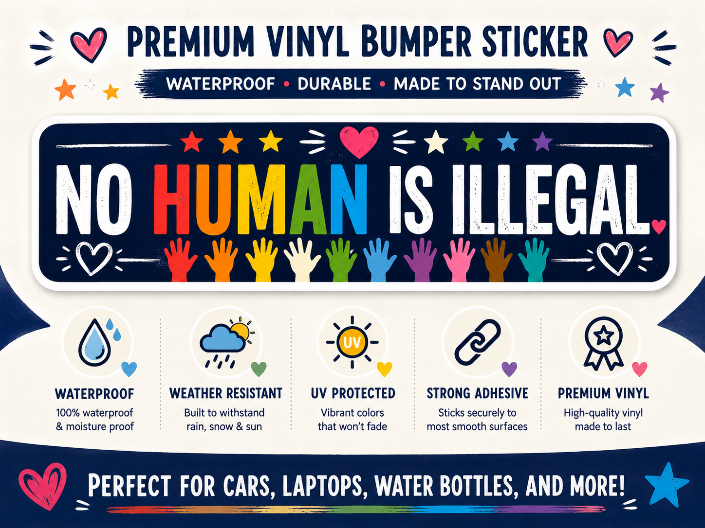 No Human Is Illegal Vinyl Sticker