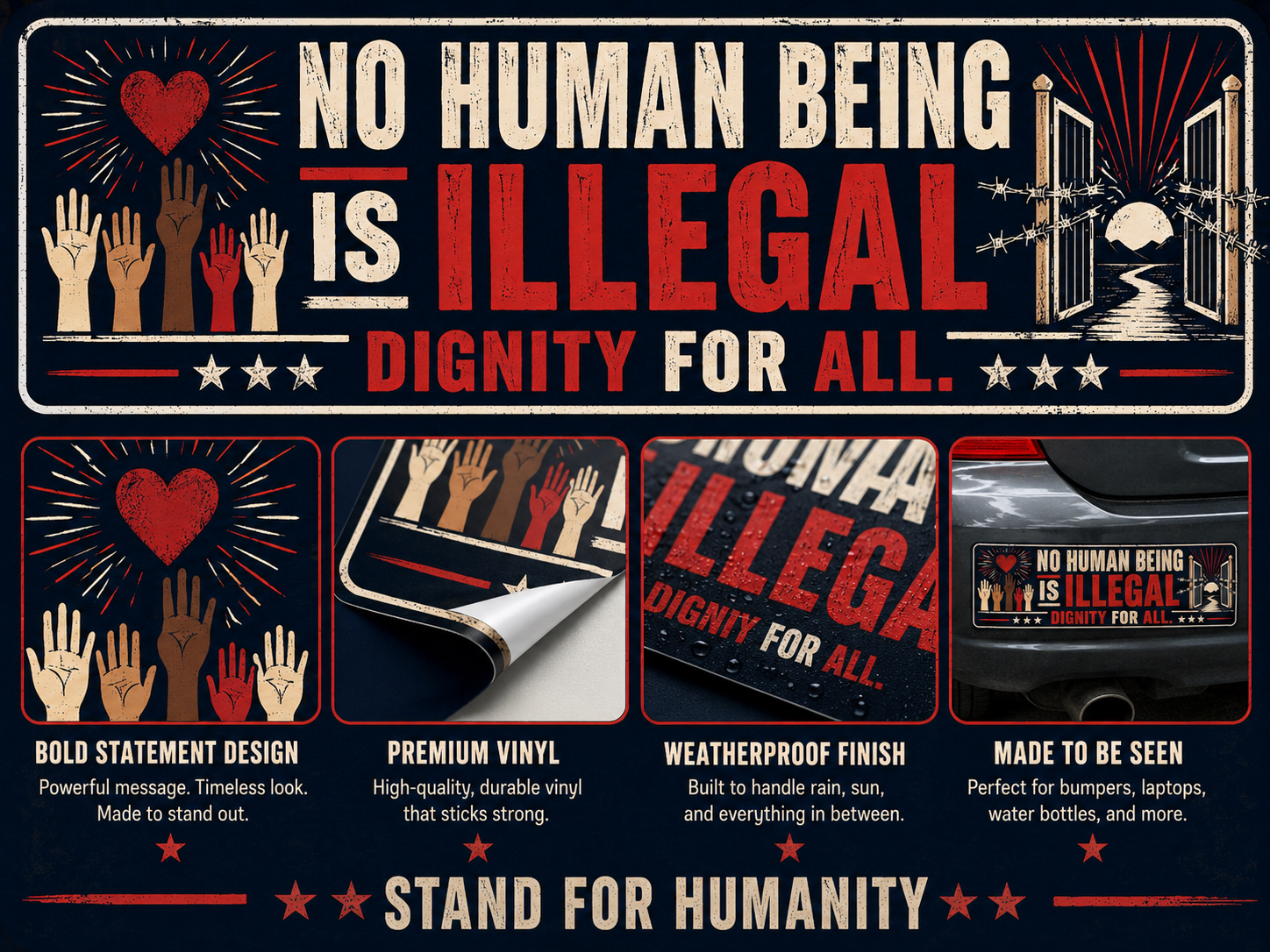 No Human Being is Illegal Vinyl Sticker