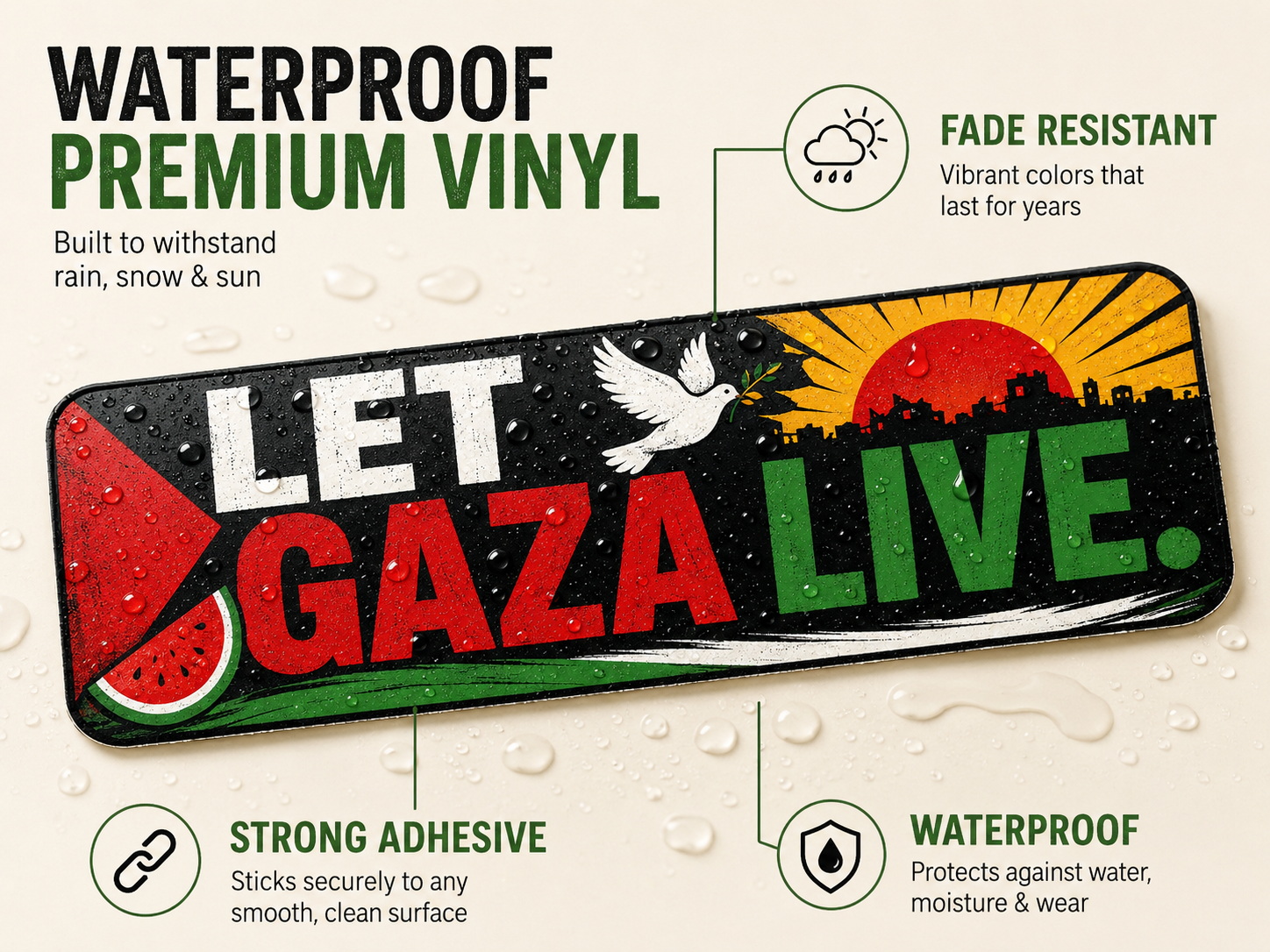 Let Gaza Live Bumper Sticker