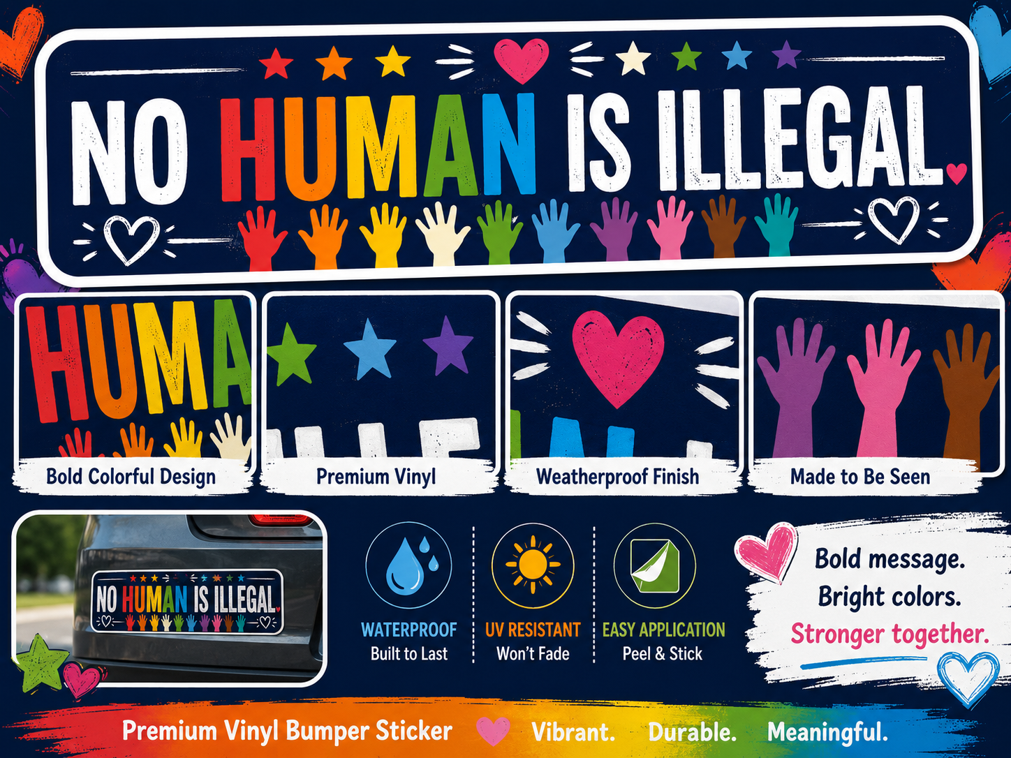 No Human Is Illegal Vinyl Sticker