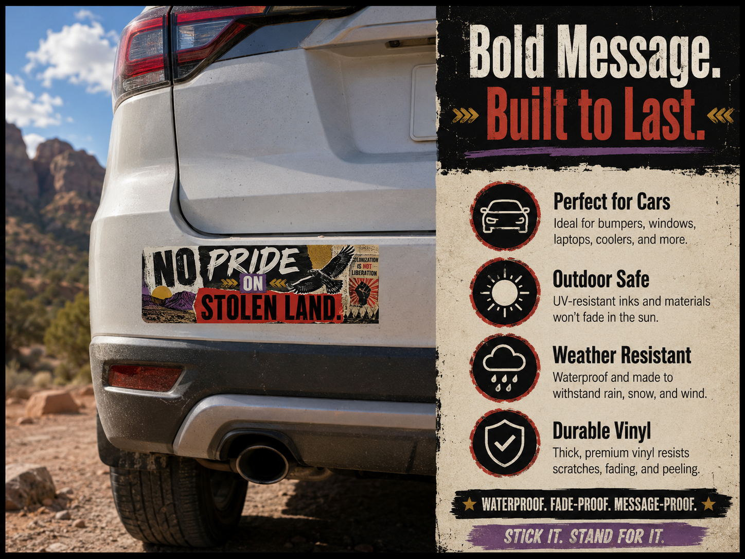 No Pride on Stolen Land Sticker