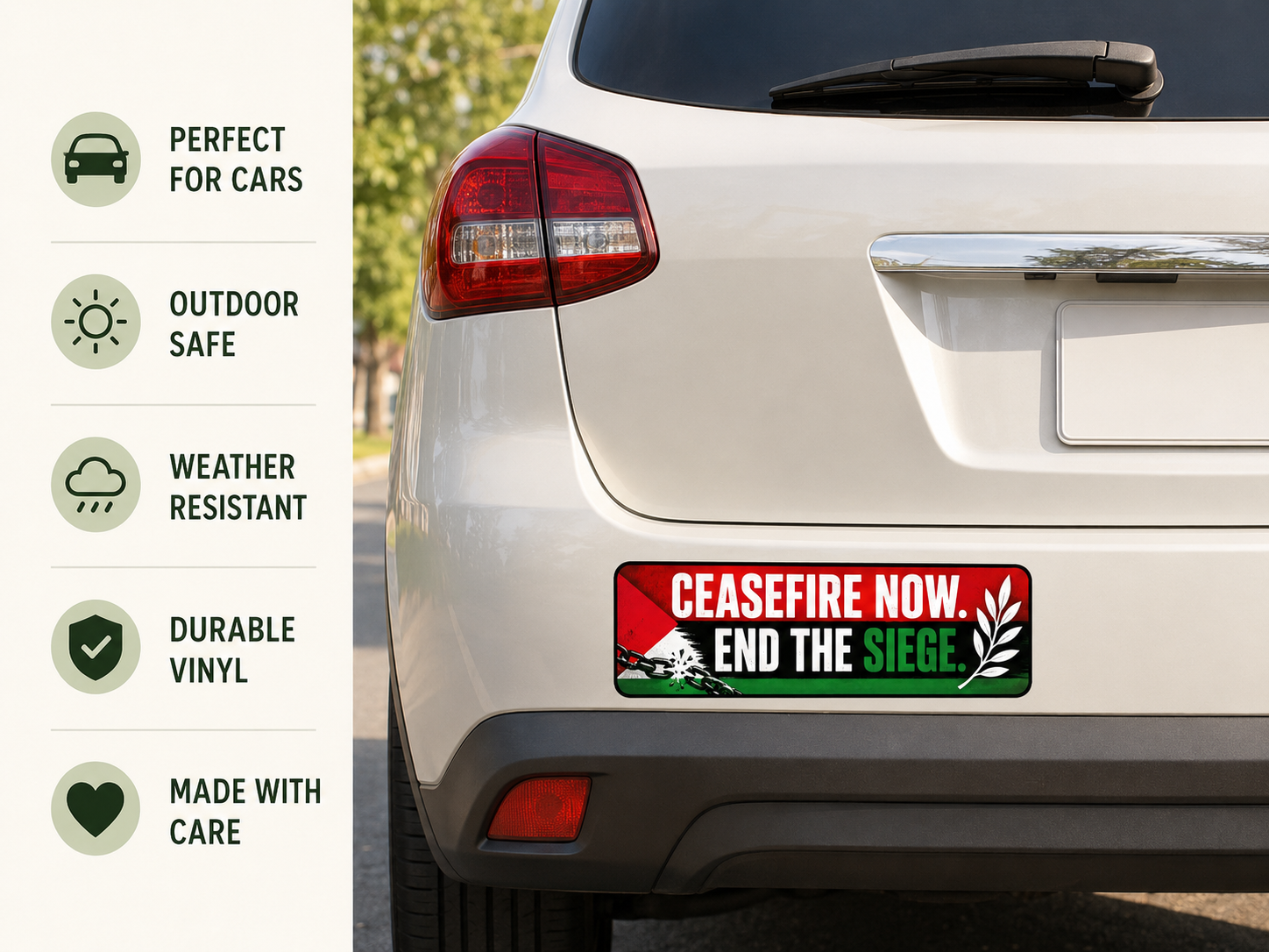 Ceasefire Now. End the Siege Vinyl Sticker