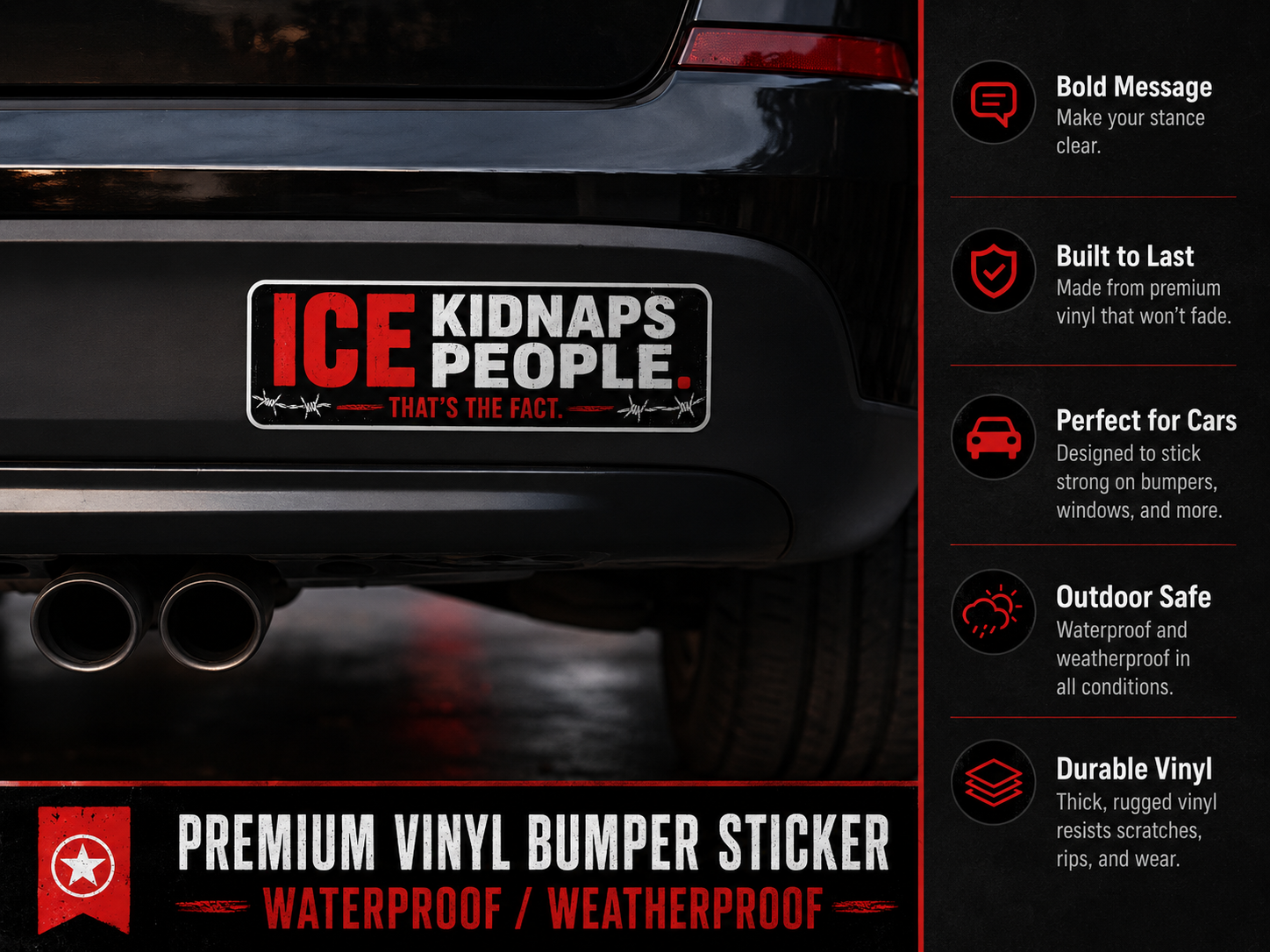 ICE Kidnaps People Vinyl Bumper Sticker