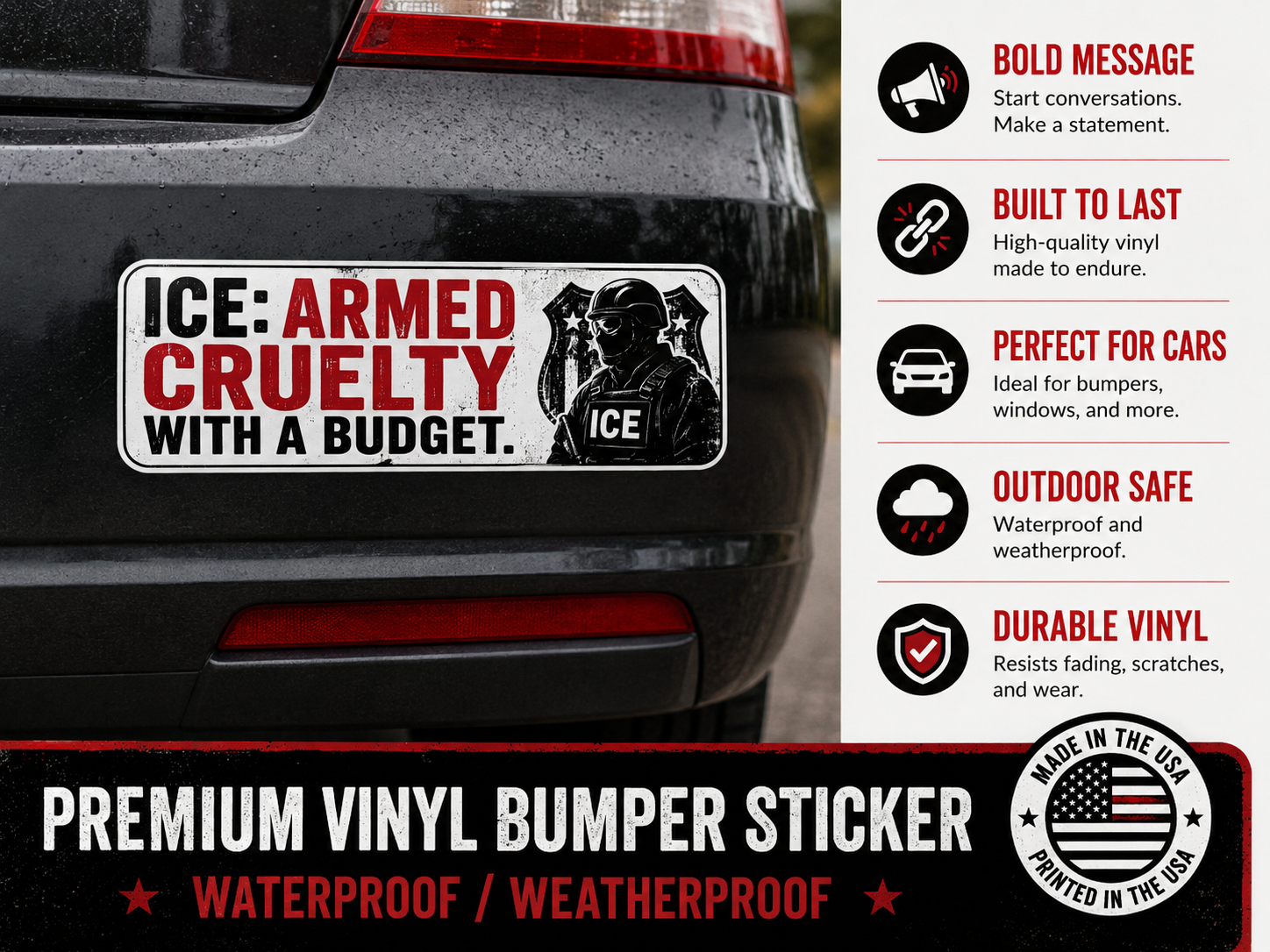 ICE: Armed Cruelty Vinyl Sticker