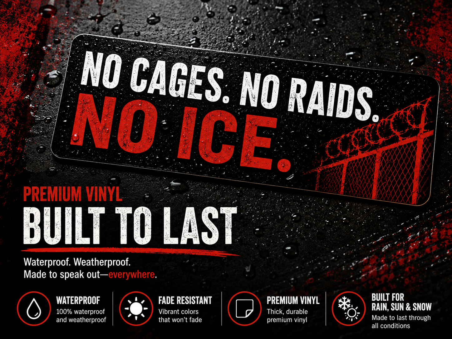 No Cages No Raids No ICE Vinyl Sticker