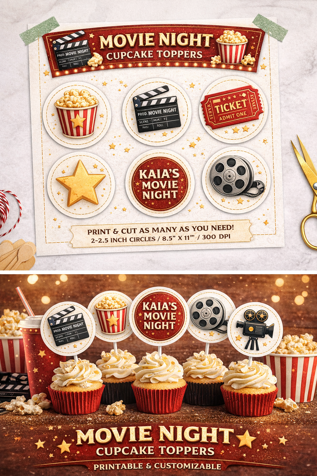 Movie Night Snack Labels Set