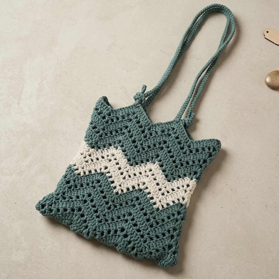Bolso de ganchillo zigzag